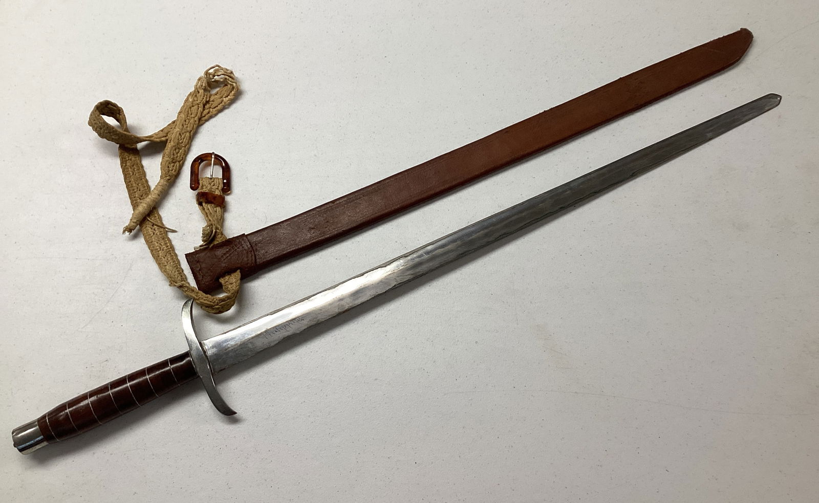 Long Sword with Sheath: 36" L, worn, marked Philippines 