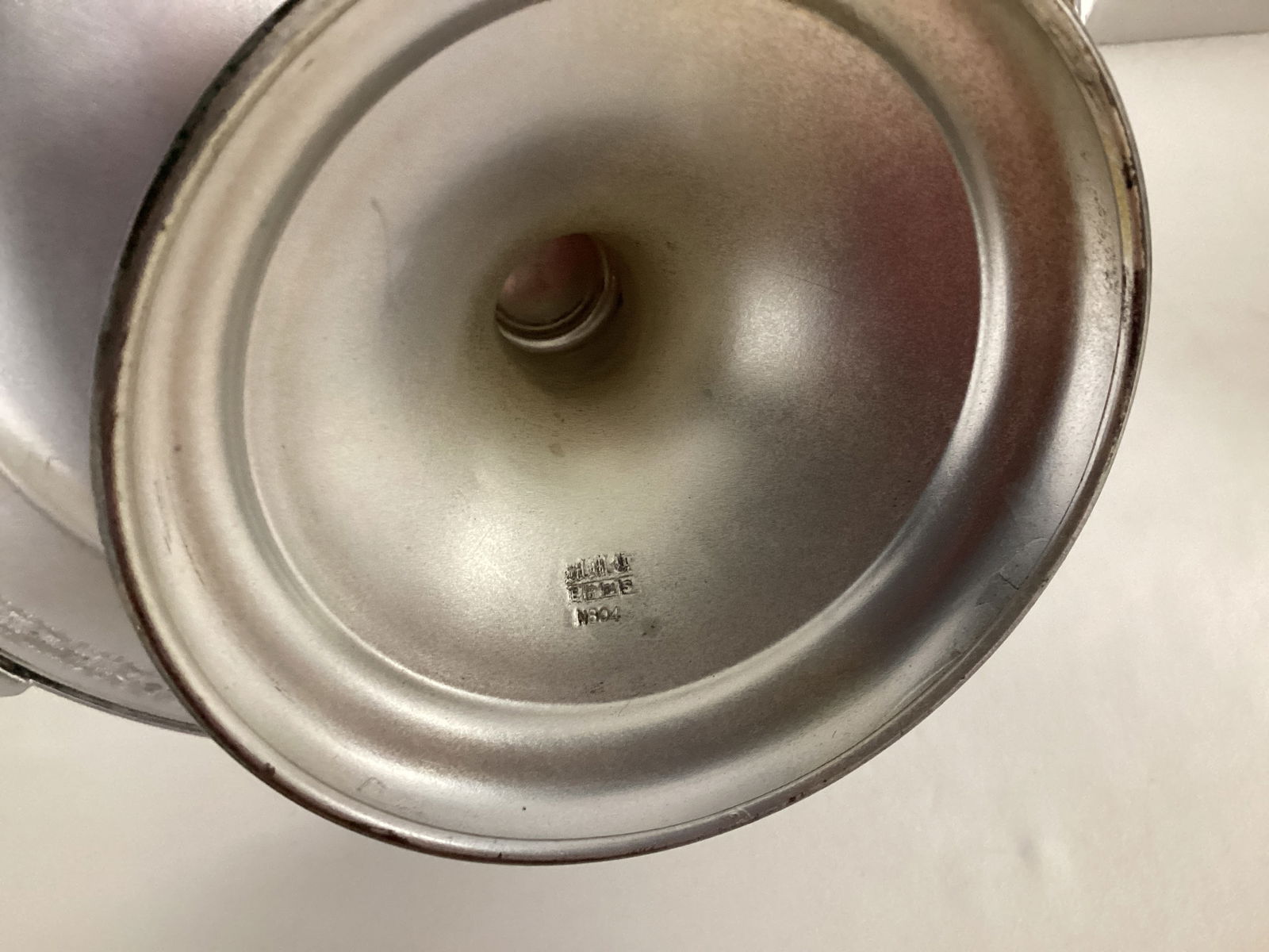 Aluminum Lazy Susan and Painted Silverplate Pedestal Plate - 7