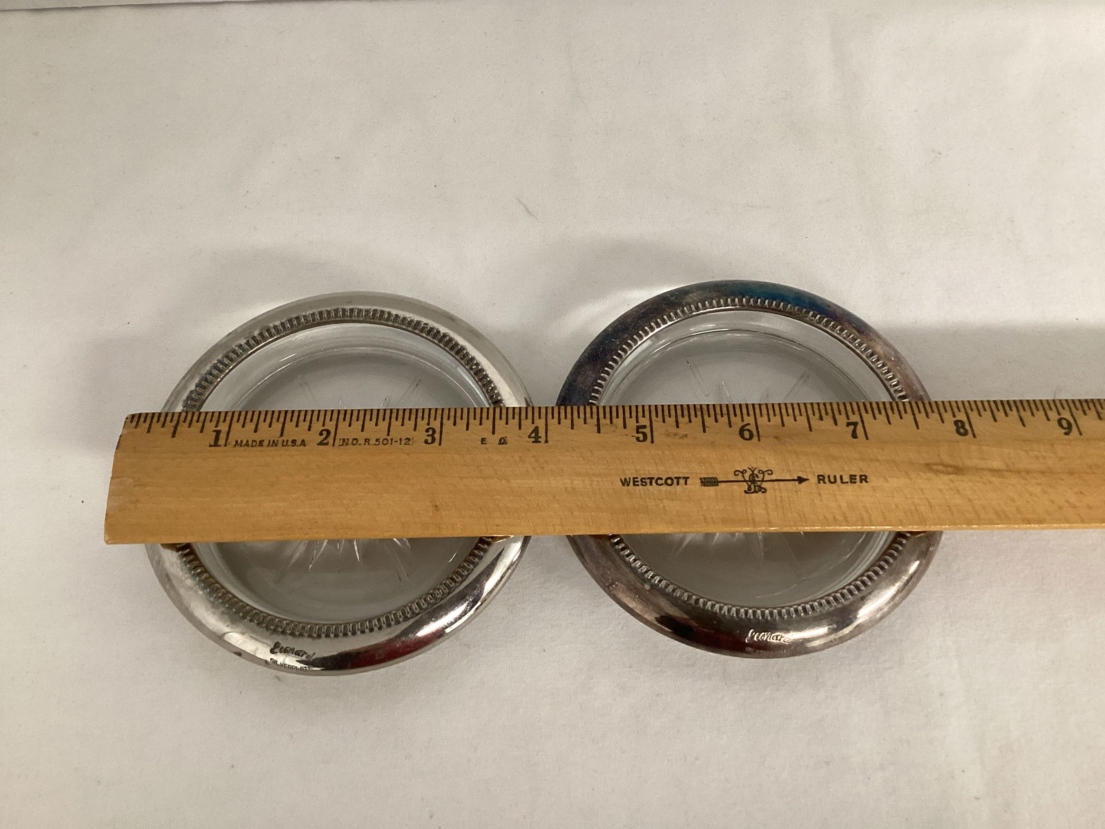 Two Leonard Silverplate and Glass Coasters - 3