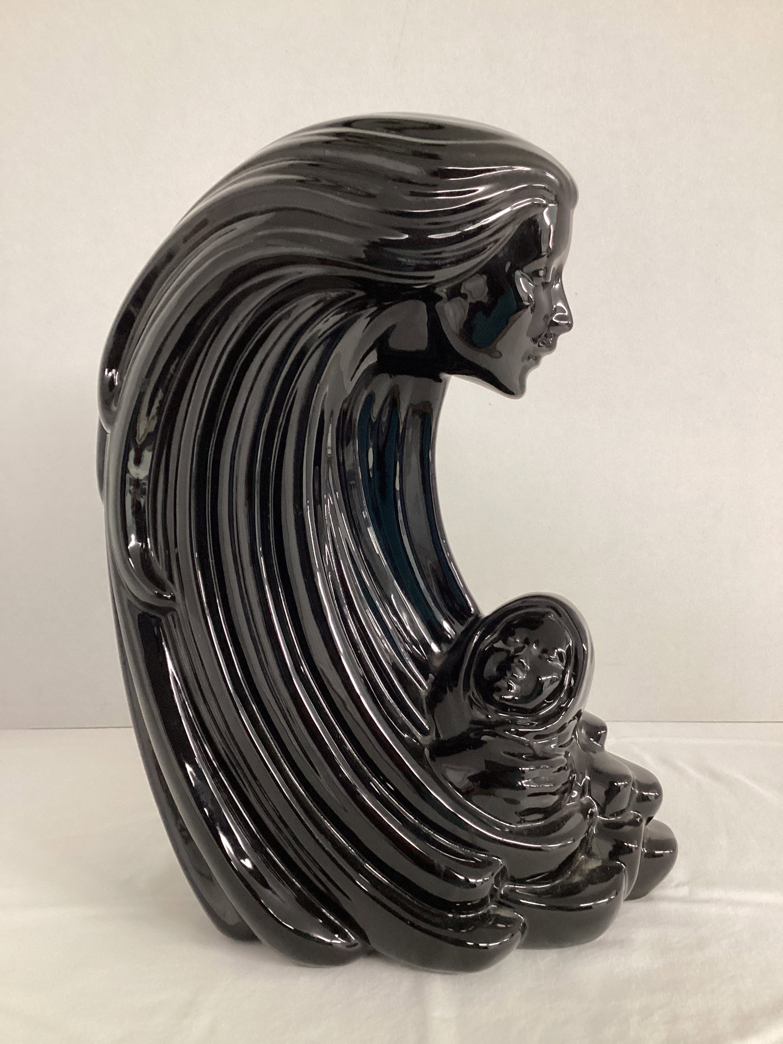 Art Deco Ceramic Mother and Baby Sculpture: 14" h 