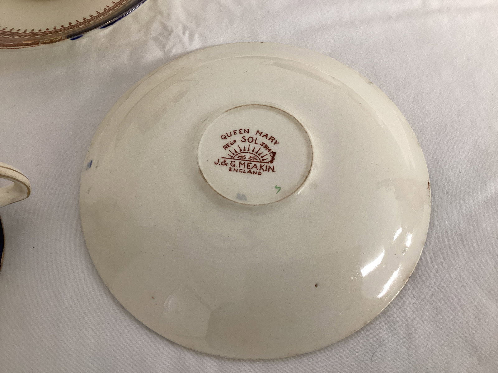 Queen Mary J&G Meakin Bowls, Creamer, Sugar, Teacups - 8