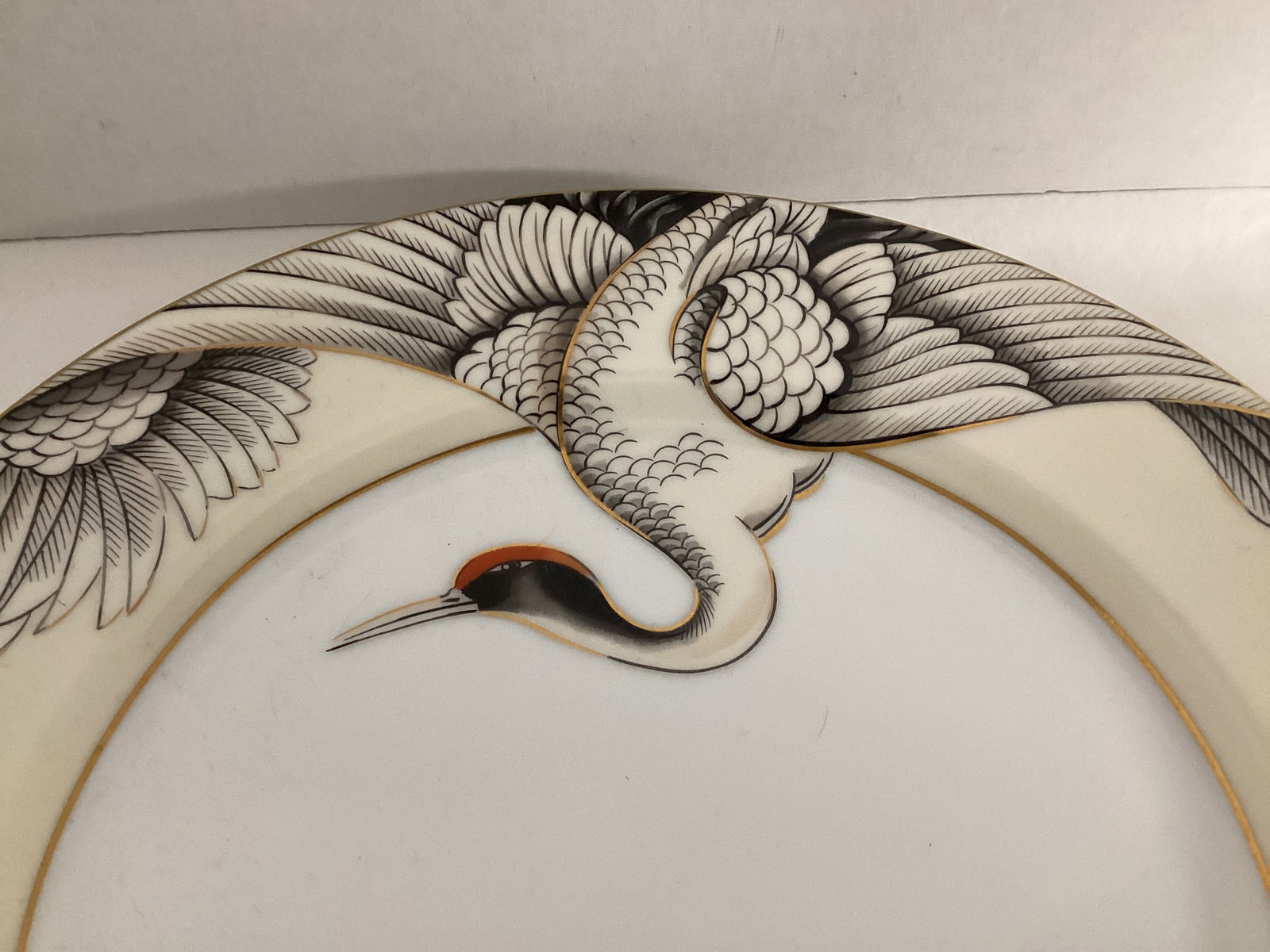 Fitz and Floyd Crane with Pine Plate with Cups and Saucers - 3