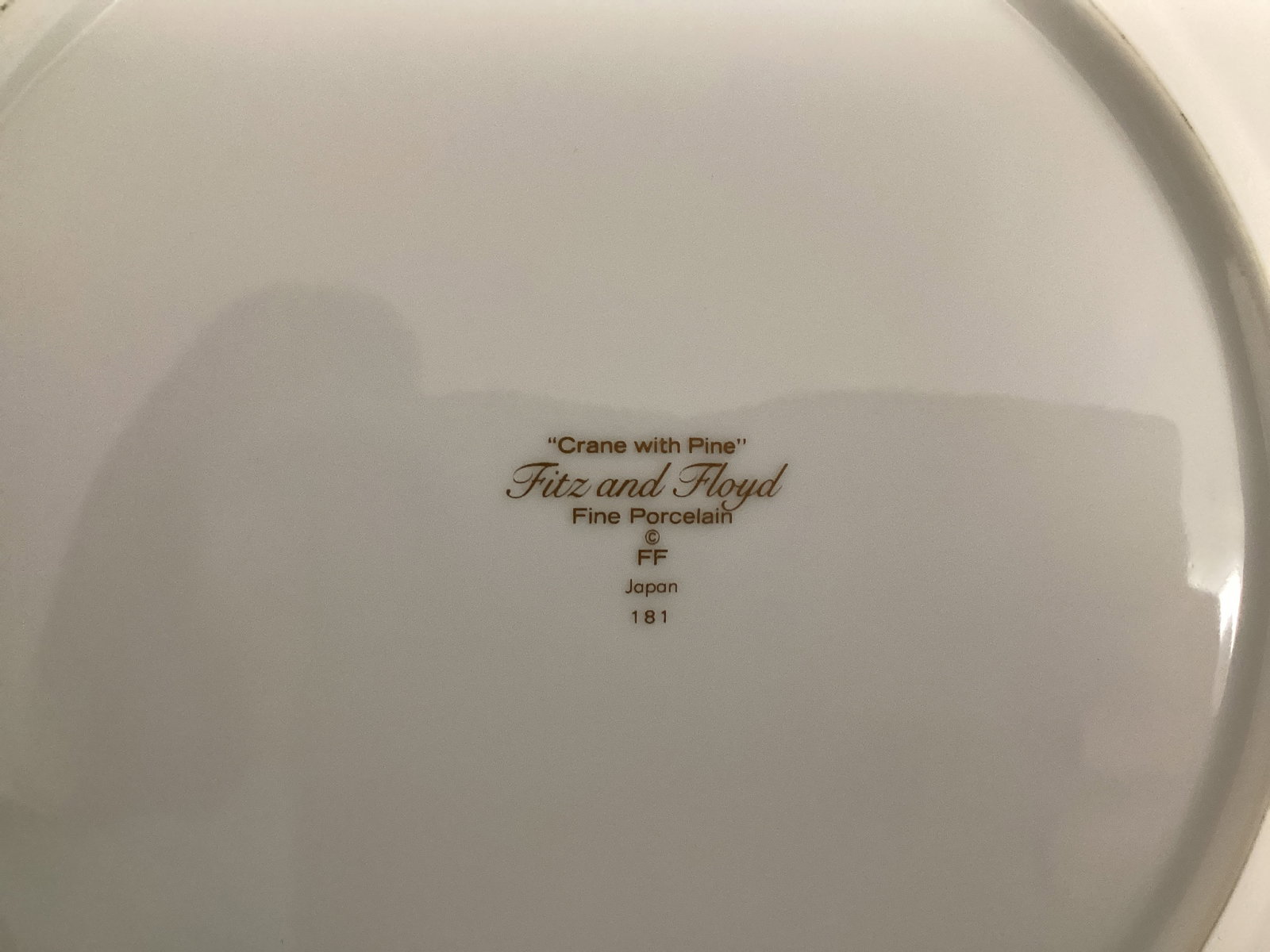 Fitz and Floyd Crane with Pine Plate with Cups and Saucers - 4