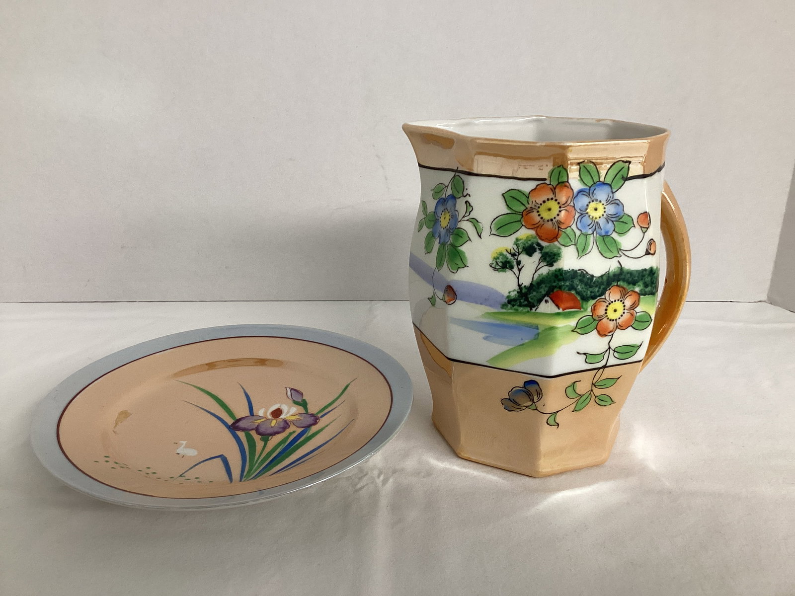 Lusterware Japanese Pitcher and Plate (1 of 7)