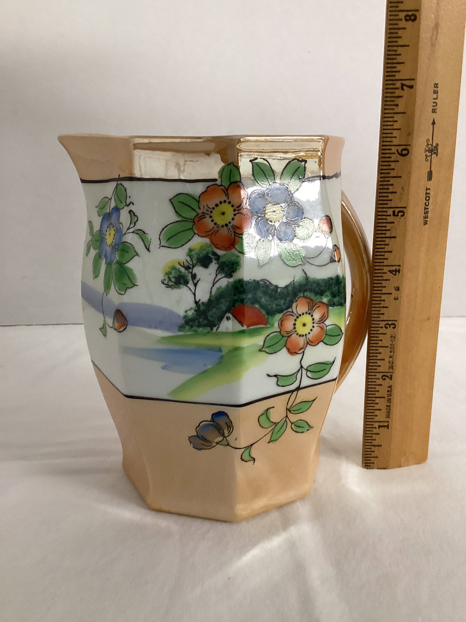 Lusterware Japanese Pitcher and Plate - 4