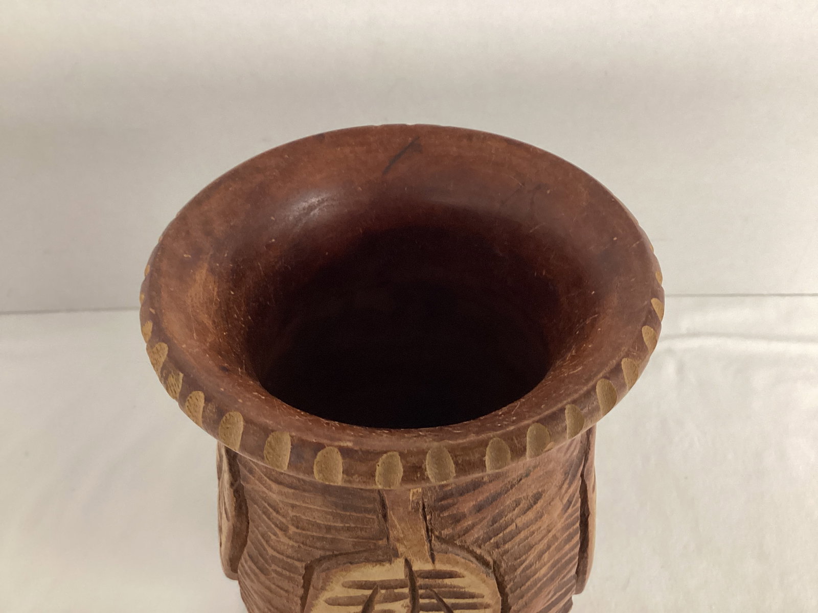 Carved Wood Vase - 2