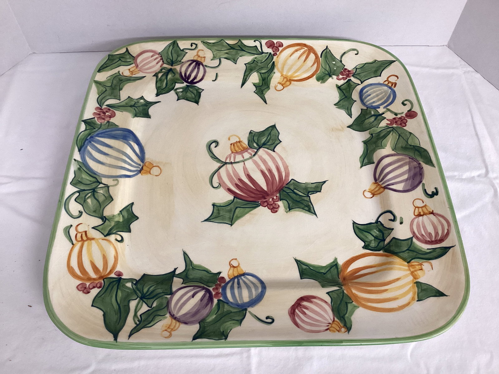 Zrike Hand Painted Christmas Platter: 16 1/2" diameter, shipping unavailable for this lot 