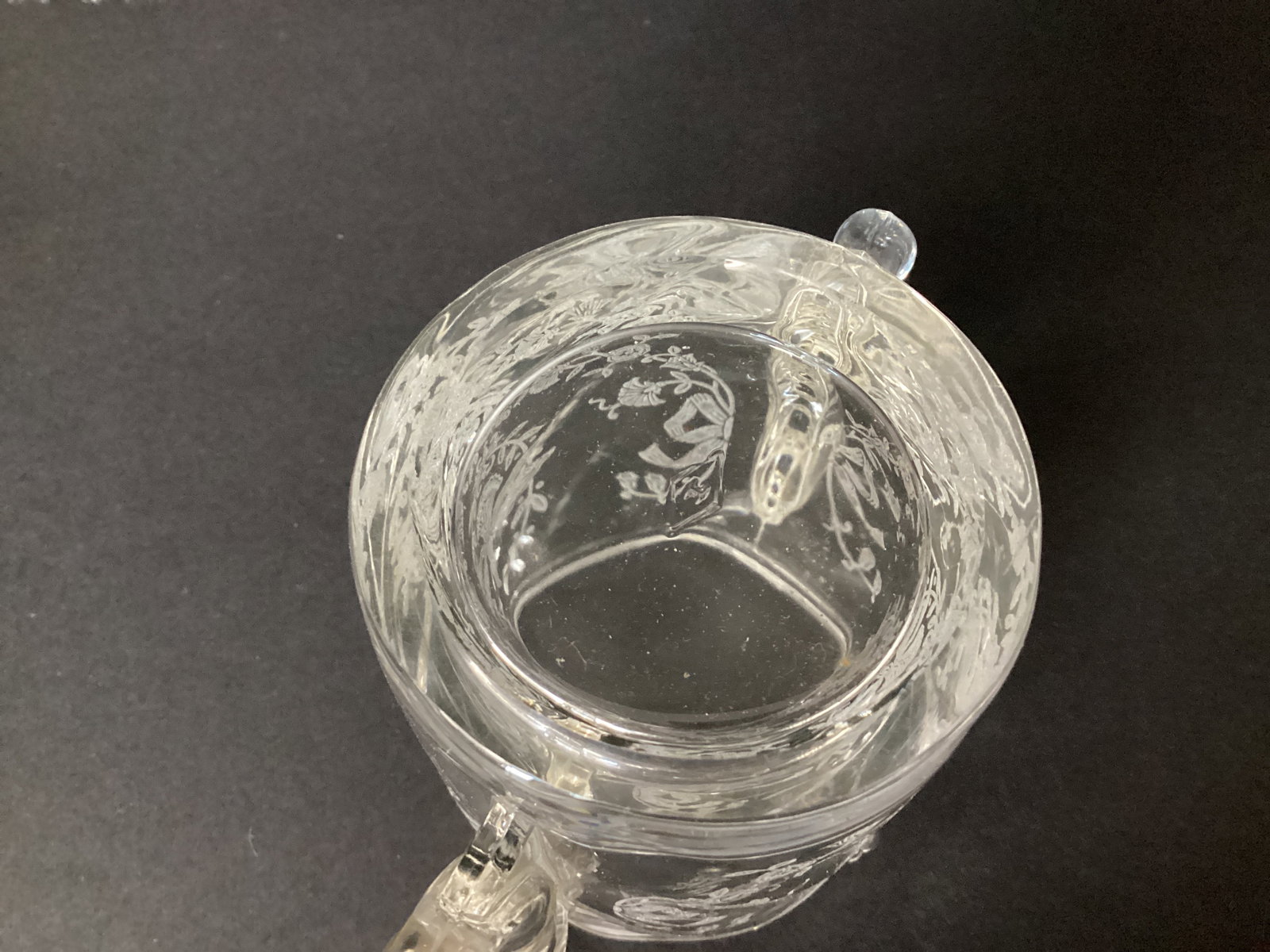 Heisey Etched Glass with Seahorse Handles and Metal Lid - 4