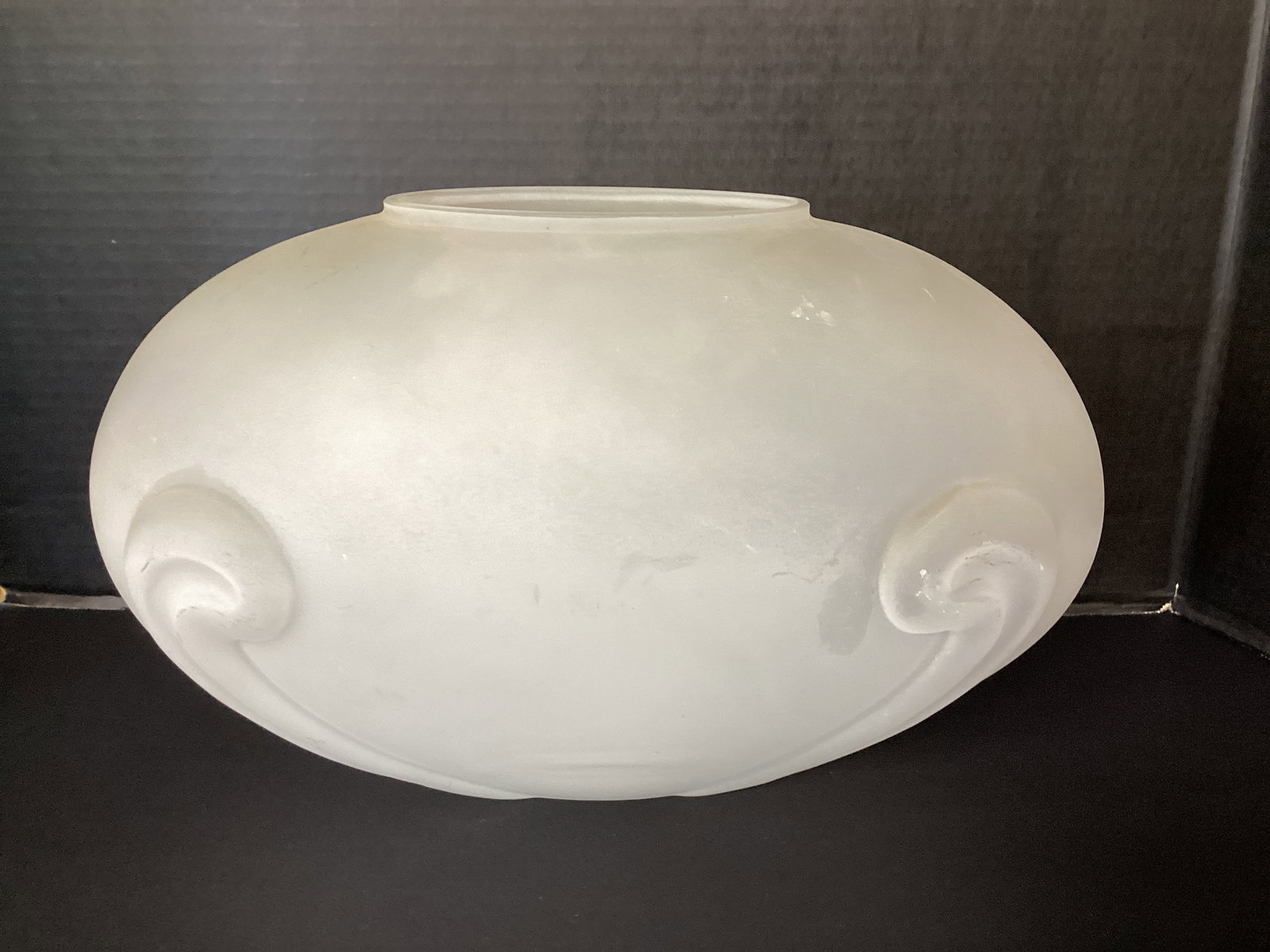 Art Deco Frosted Glass Oval Vase: 15" x 7" x 9" h 