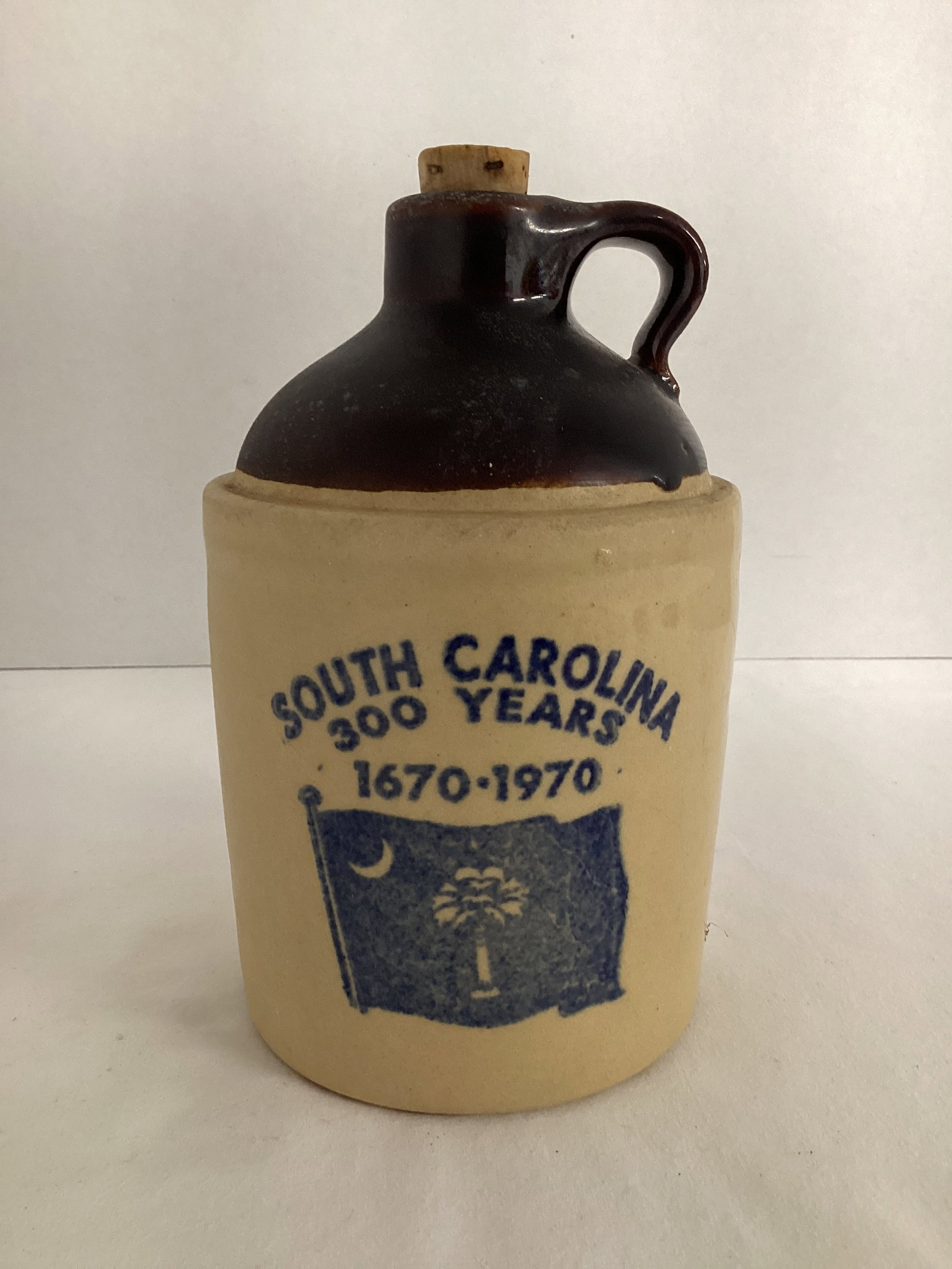 South Carolina 300 Years Tricentennial Stoneware Jug: 6 1/4" h 