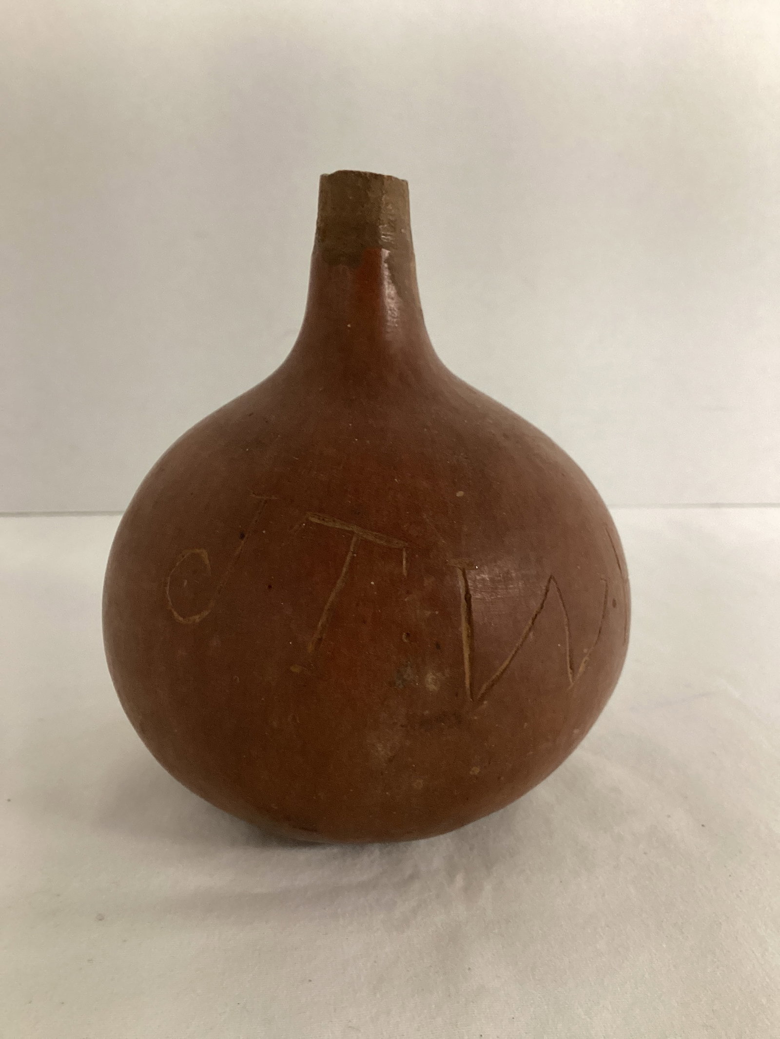 Inscribed Gourd Dated 1876: Marked "JTWHEEB 6 1876", 4 1/2" h 