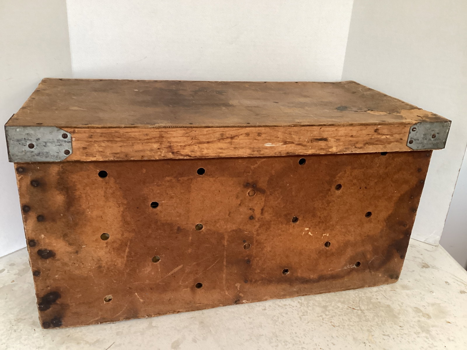 Vintage Hand Made Small Animal Transport Cage or Egg Delivery Case: has egg trays inside, use and age wear, 27" x 13 1/2" x 13 3/4" h, shipping not available for this lot 