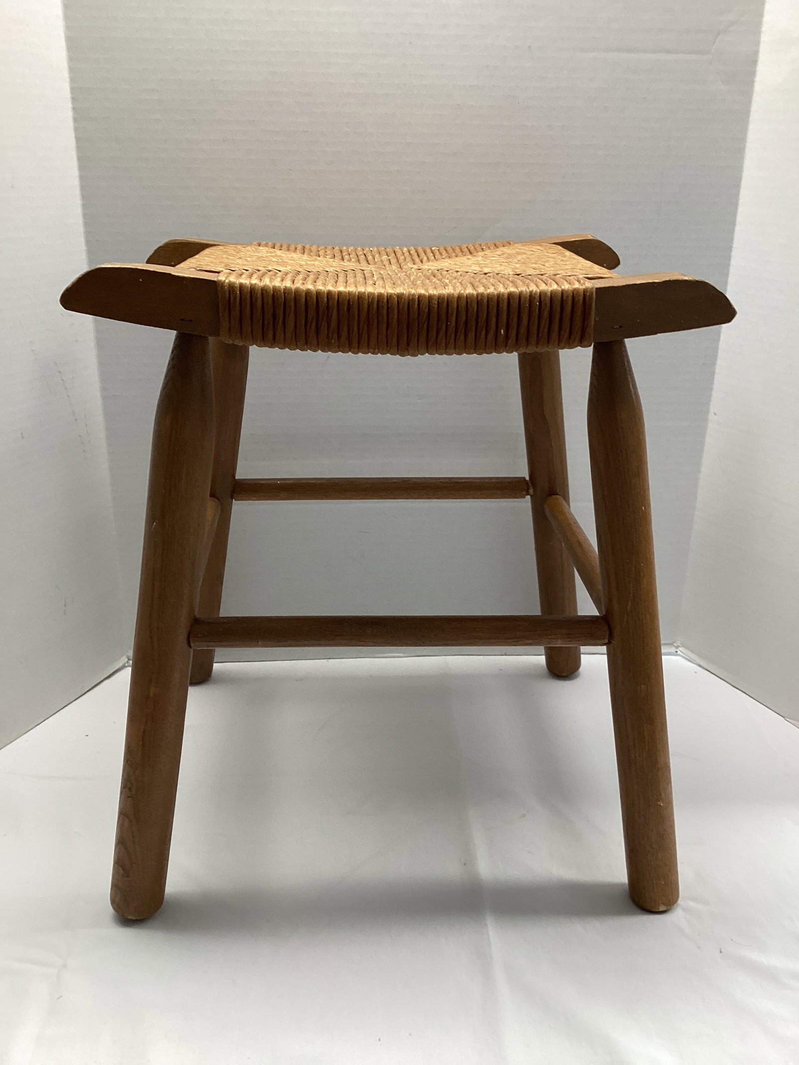 Rush Seat Stool: 17" x 15" x 18" h, shipping unavailable for this lot 