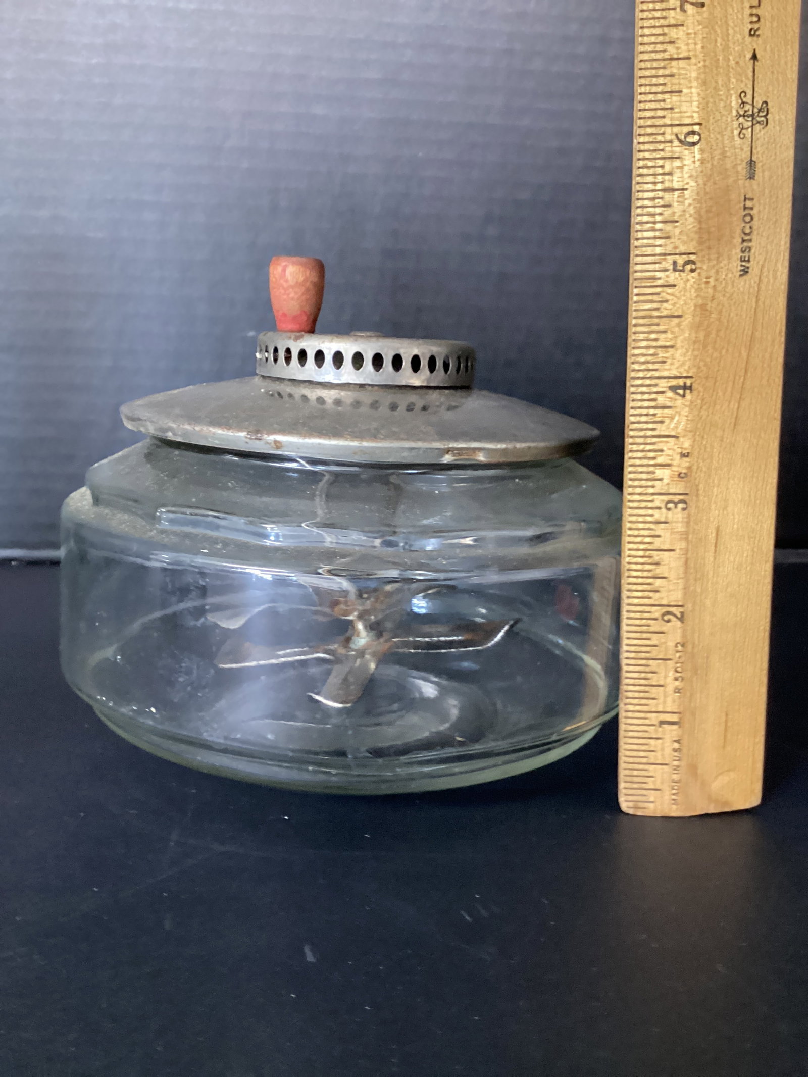 Vintage Glass and Metal Hand Crank Egg Beater/Food Mixer - 6