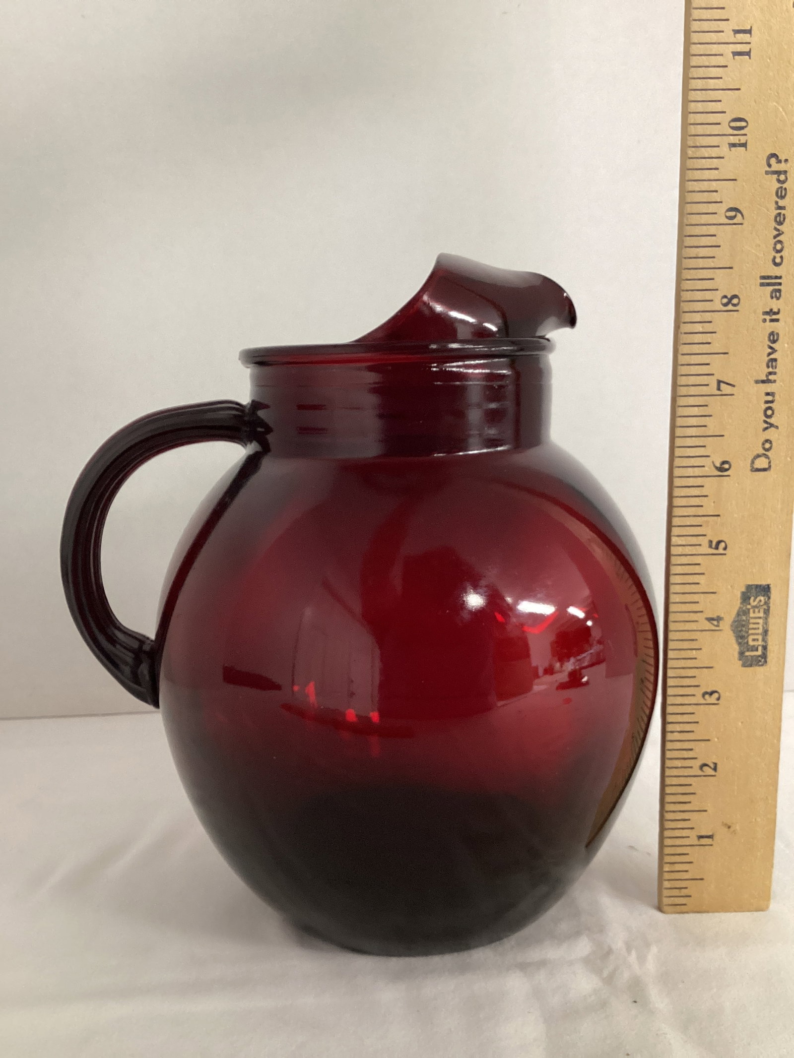 Anchor Hocking Roly Poly Ruby Red Pitcher - 3