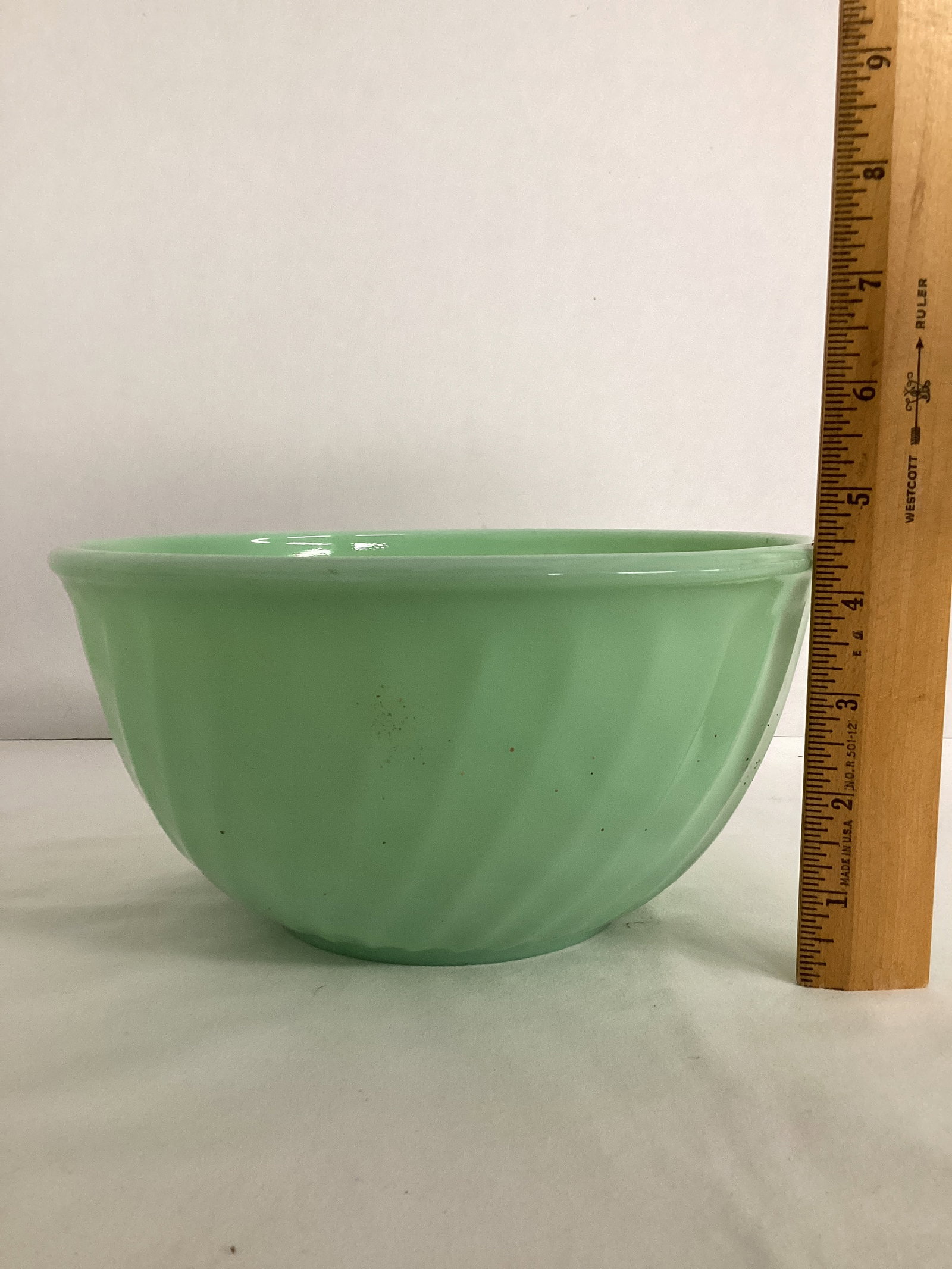 Vintage Fire King Swirl Pattern Jadeite Mixing Bowl - 6