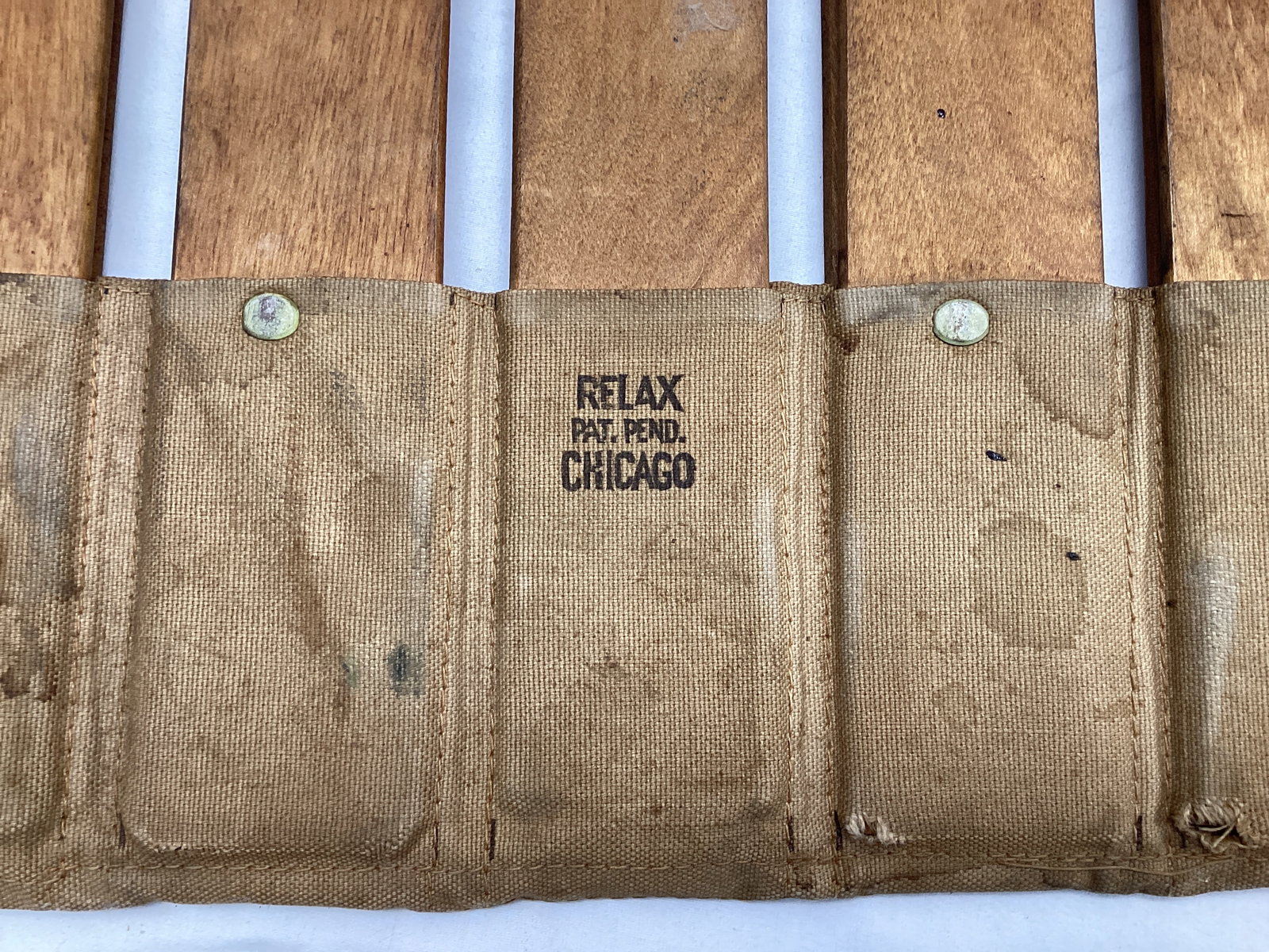 Vintage Relax Wood and Canvas Stadium Seat - 5