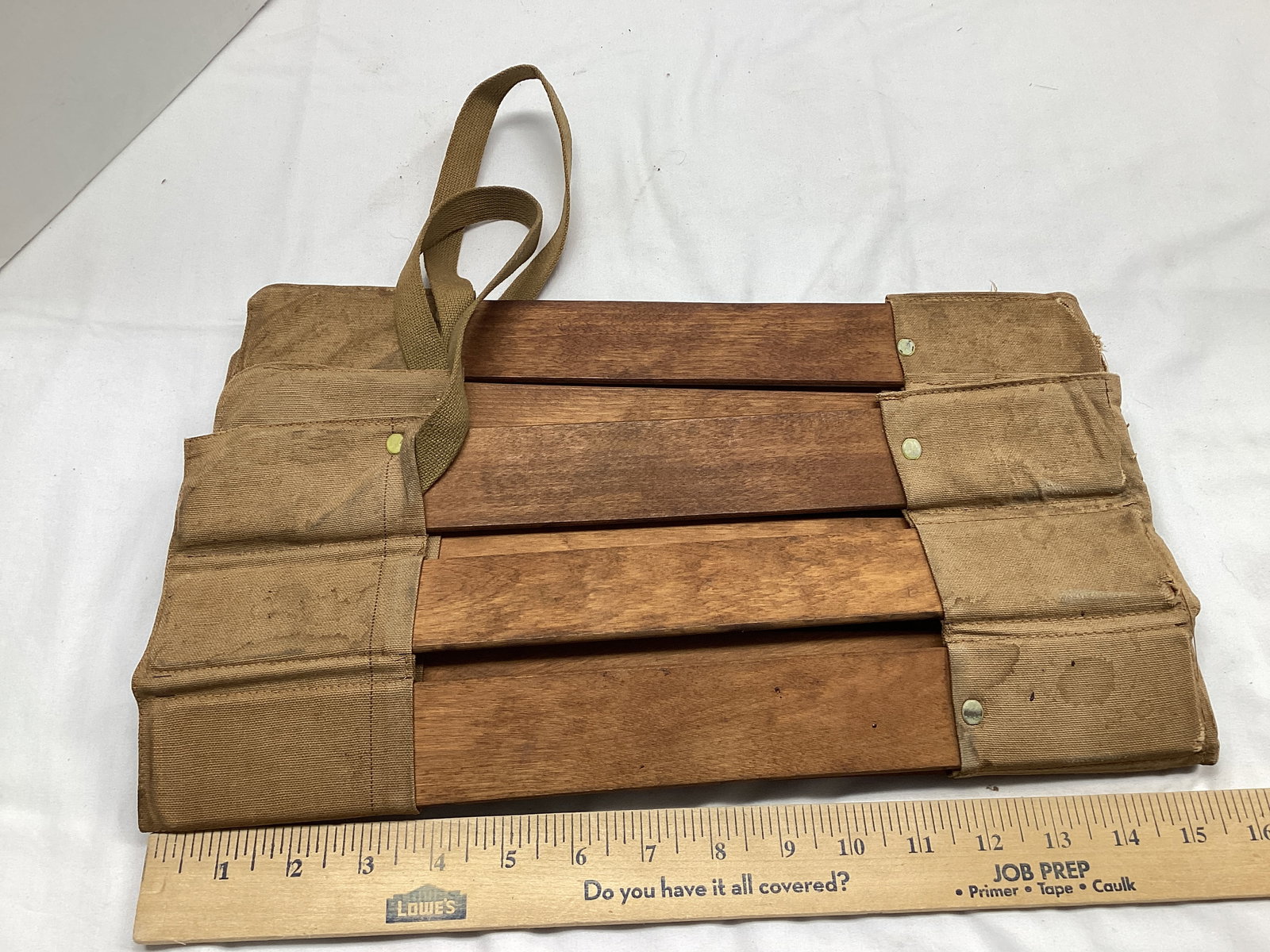 Vintage Relax Wood and Canvas Stadium Seat - 6