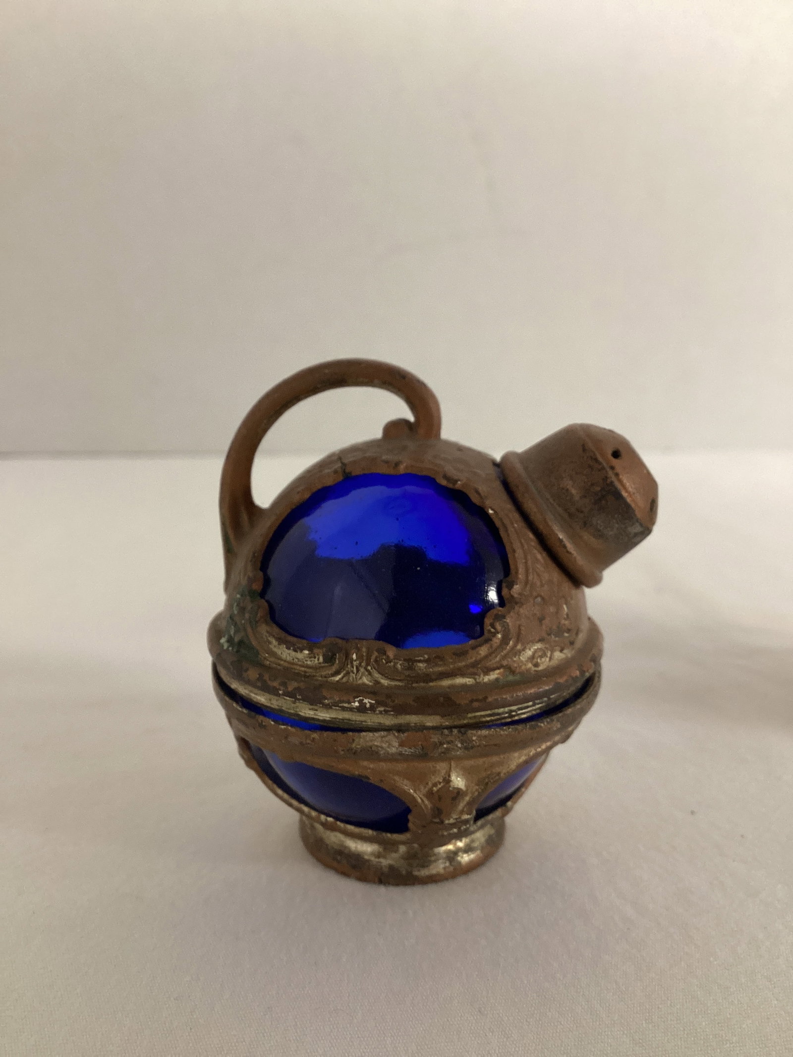 Pair of Vintage Cobalt Blue Glass and Metal Salt and Pepper Shakers - 2