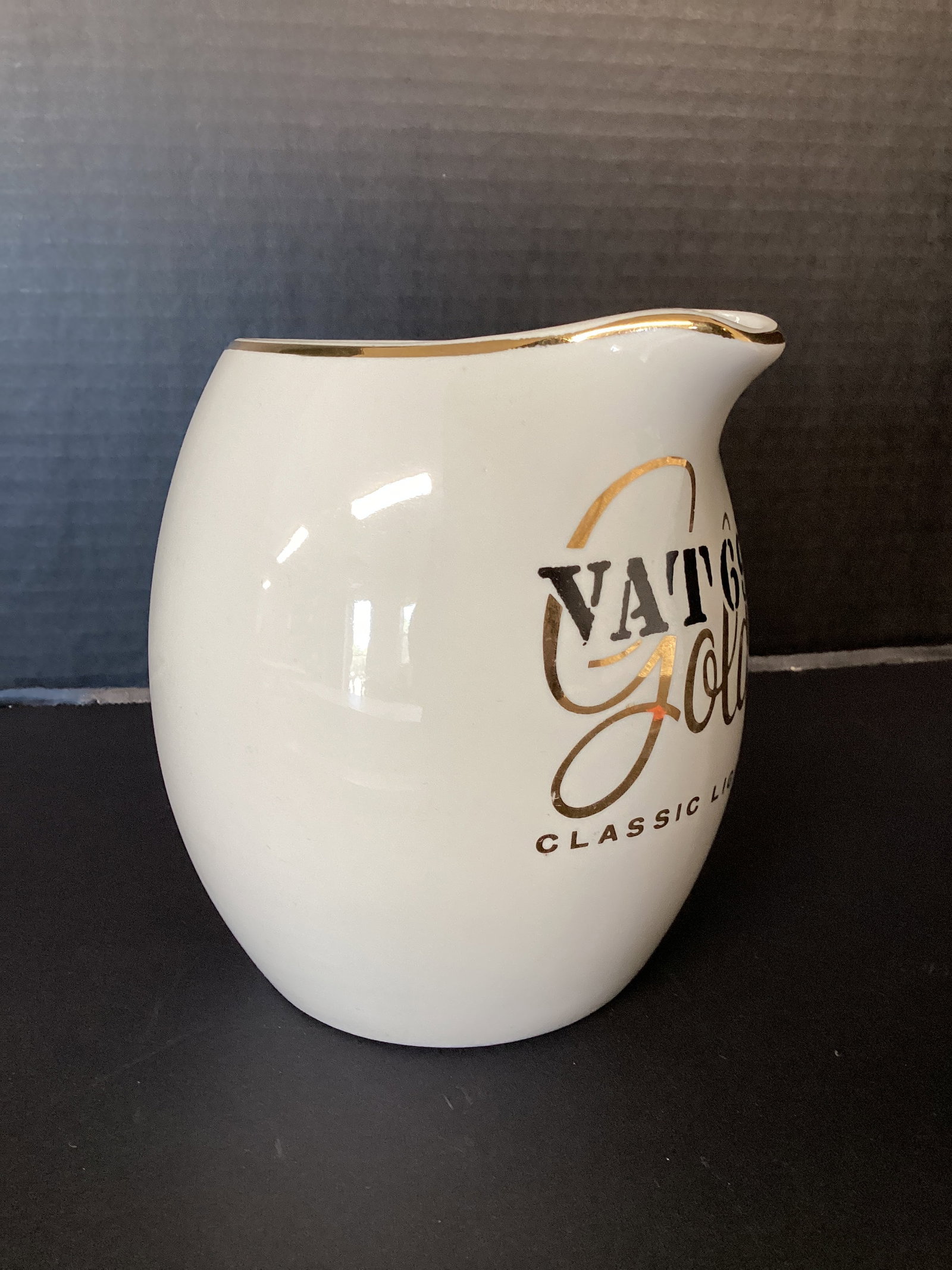 Vat 69 Gold Classic Light Whiskey Water Pitcher: 5 1/2" h 