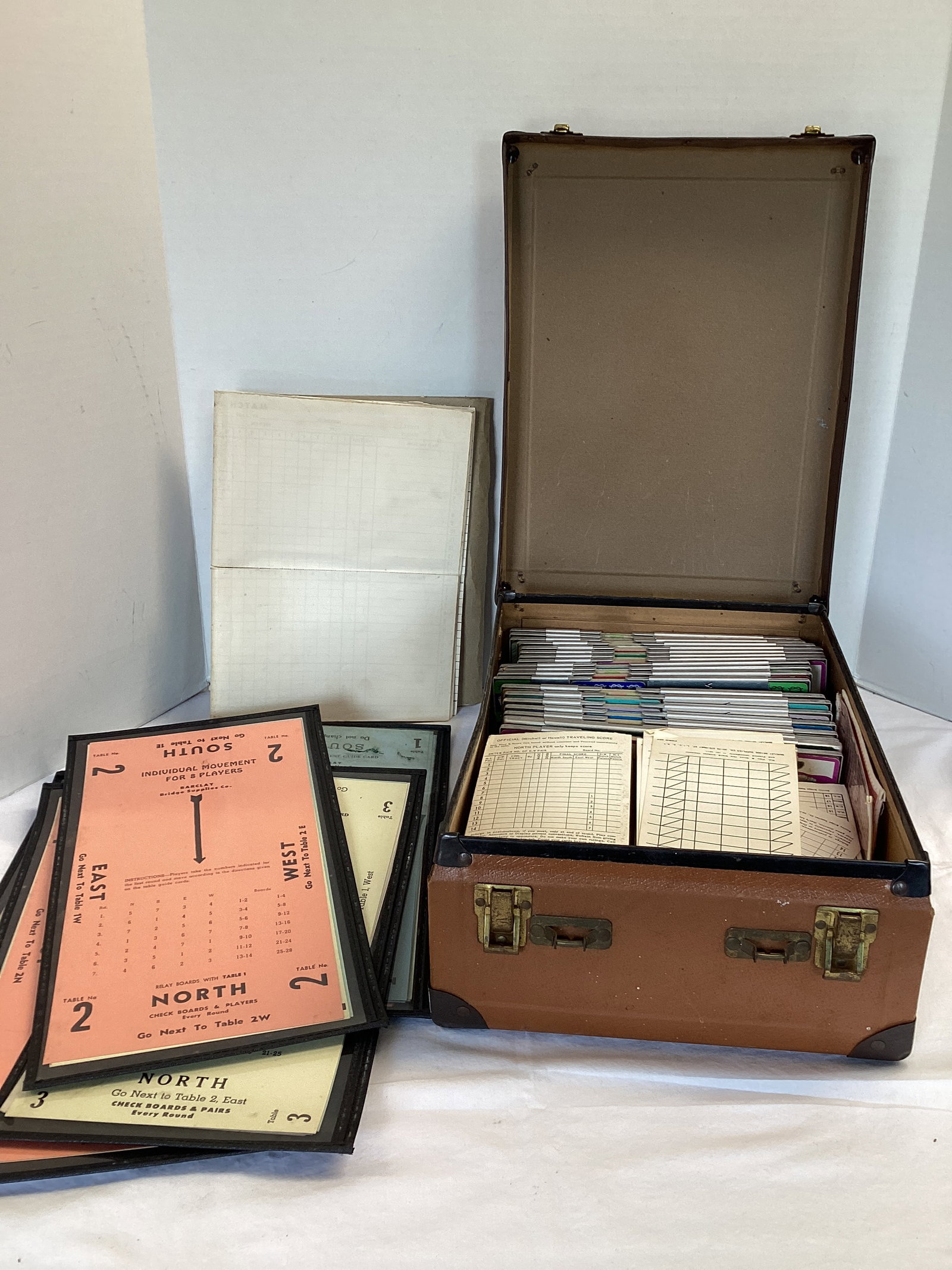 Barclay Bridge Set with Books and Supplies in Case: handle missing from case, case is 11" x 14 1/2" x 6" 