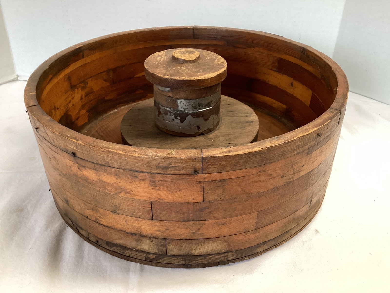 Vintage Wood Flat Belt Pulley Industrial Décor - 4