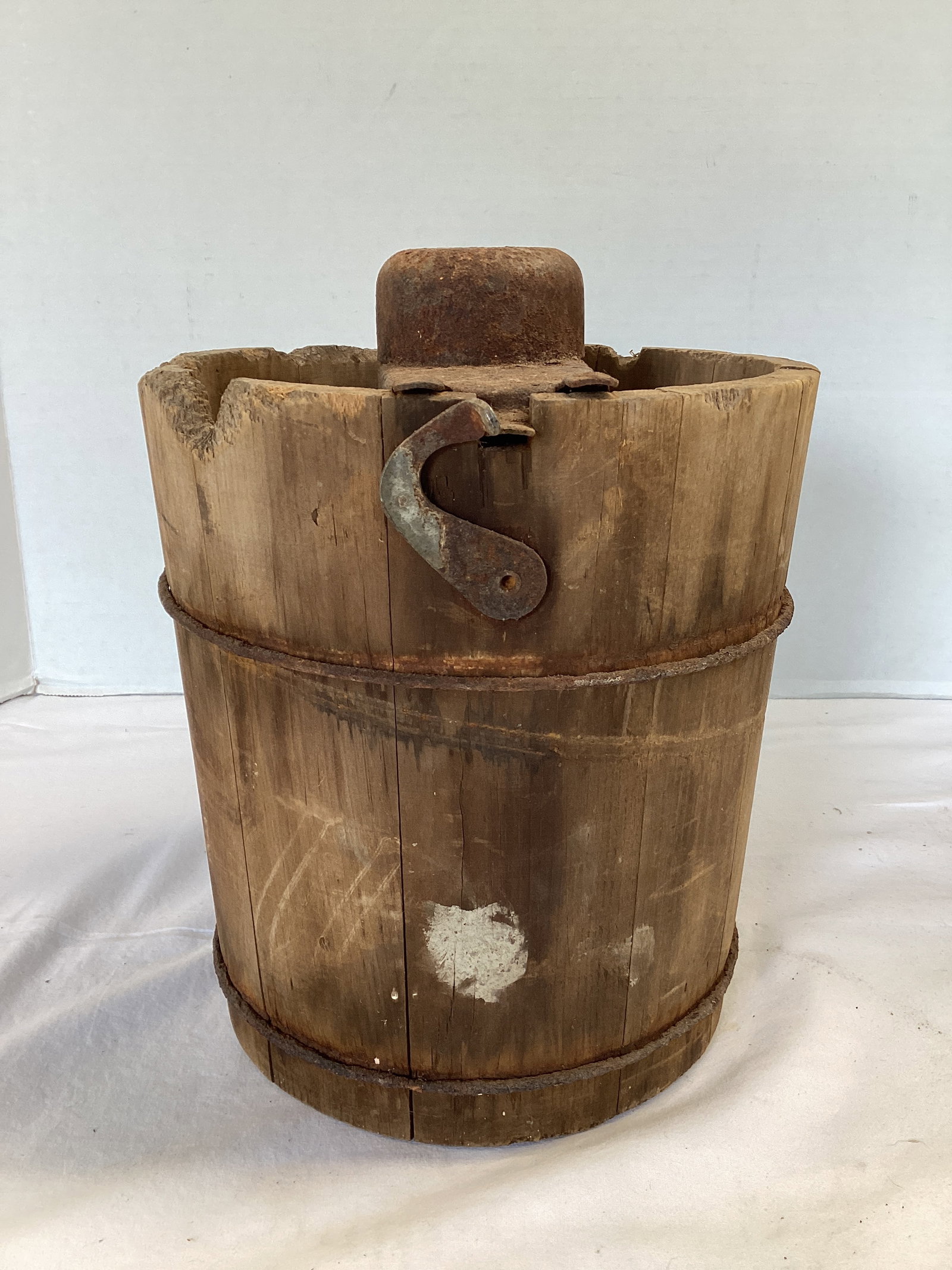 Antique Wood Hand Crank Ice Cream Freezer - 4