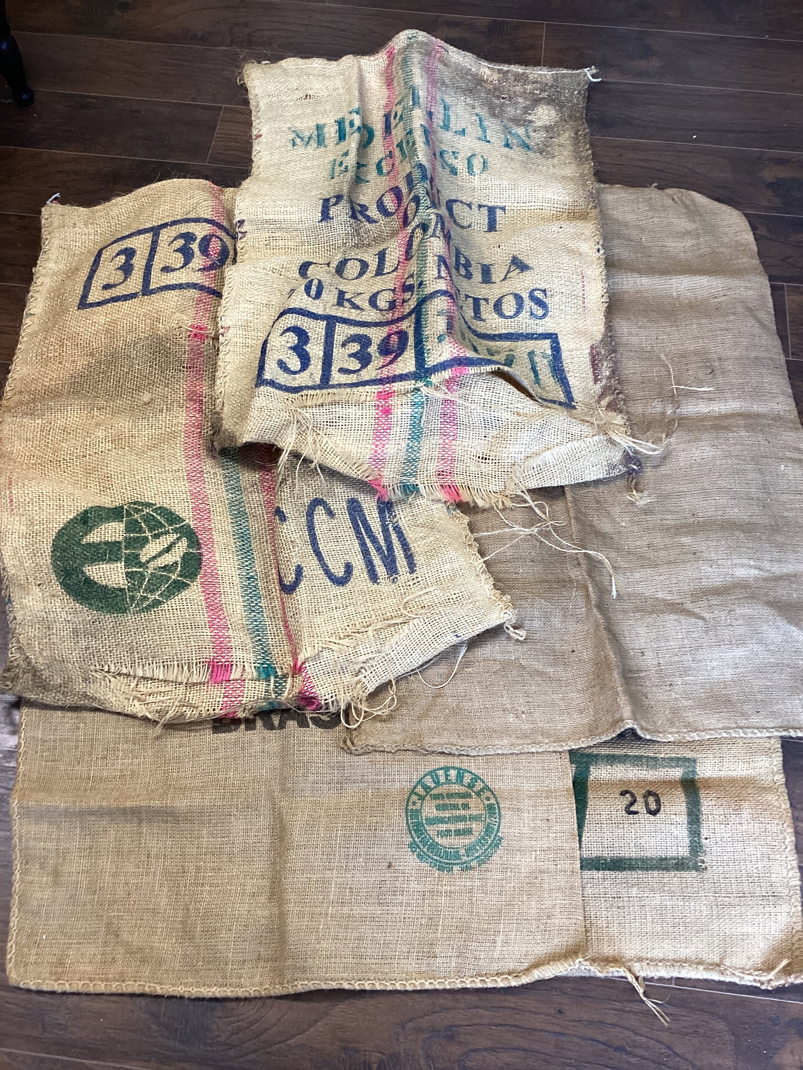 Burlap Coffee Sacks: approx. 27" x 38" each 