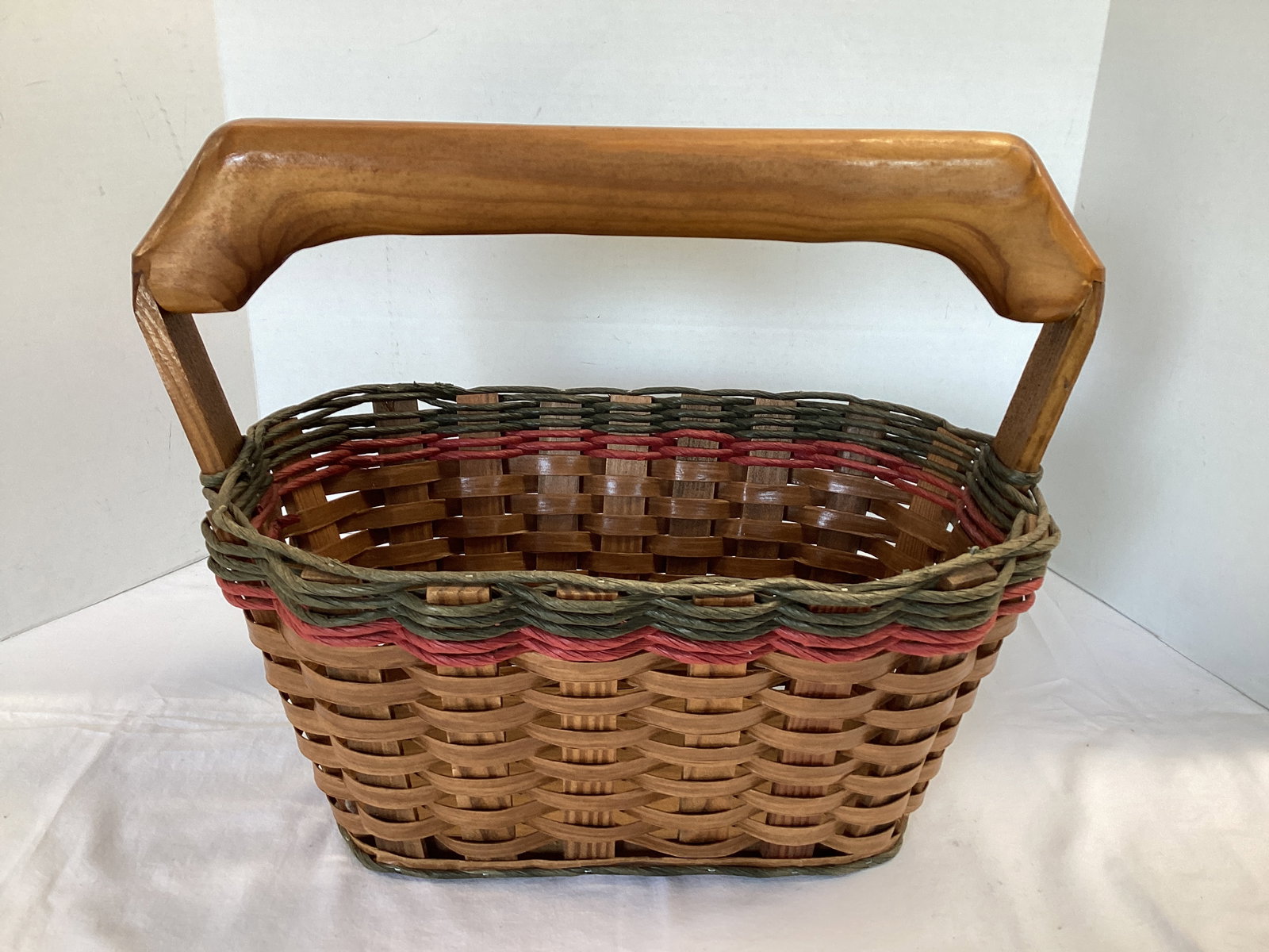 Hand Made Oval Basket with Wood Handle (1 of 7)