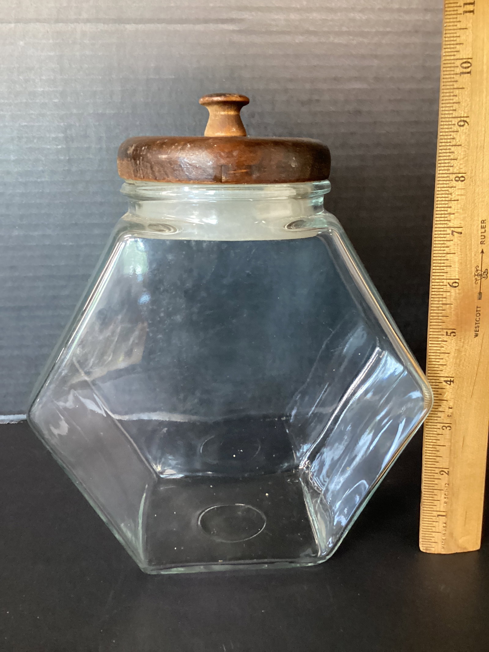 Hexagon Canister with Wood Lid - 3