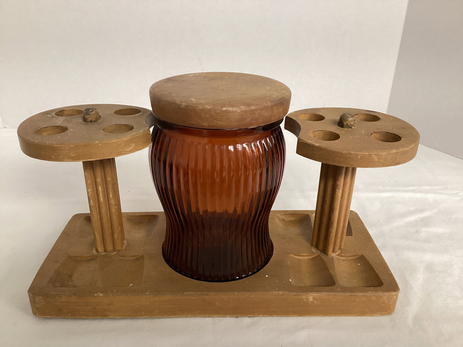 C.W. Products Pipe Stand with Tobacco Jar: 11" x 4 3/4" x 6 1/2" h 