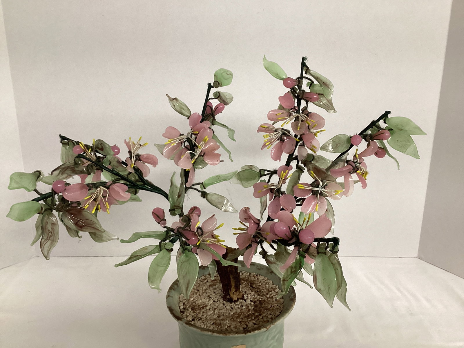 Glass Cherry Tree in Celadon Pot - 2