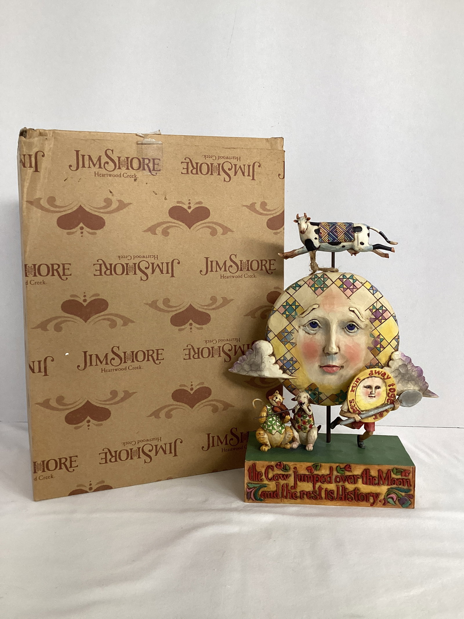 Jim Shore "The Cow Jumped Over the Moon and The Rest is History" Sculpture in Box: 10 1/4" h, Heartwood Creek, 2006 