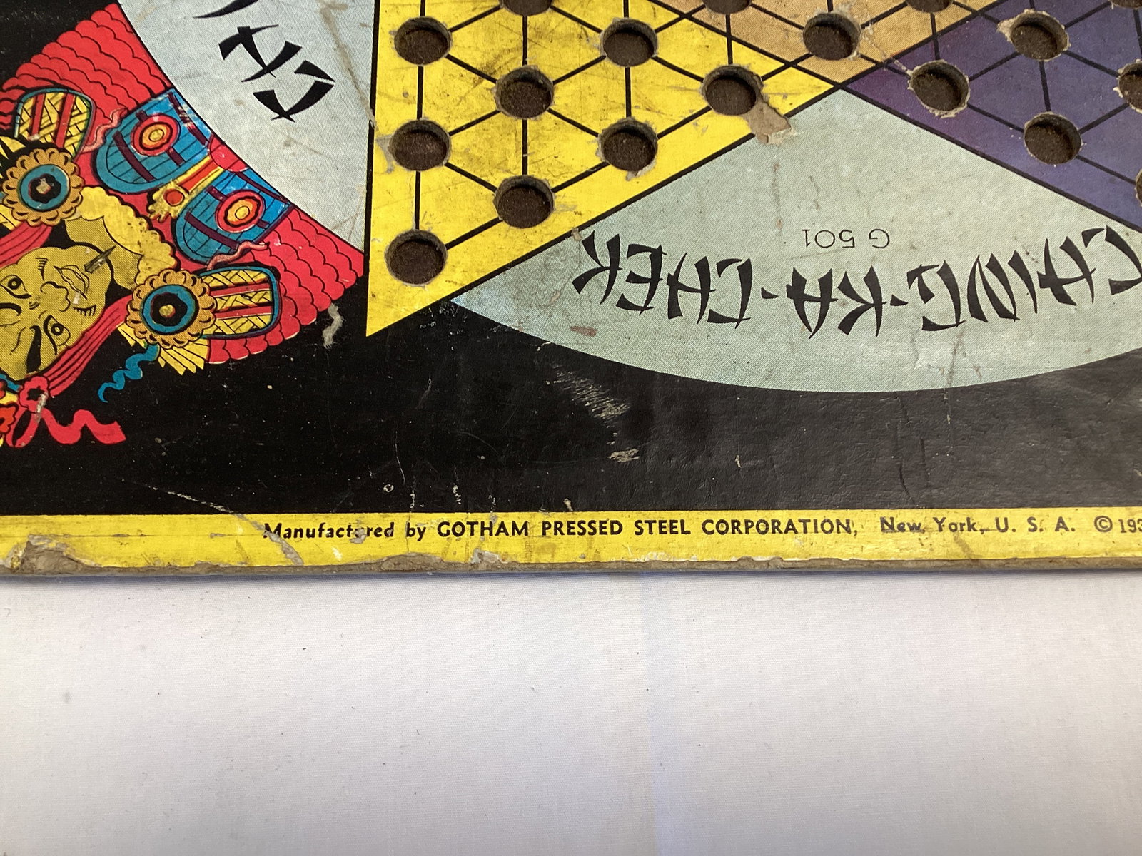 1938 Gotham Pressed Steel Corporation Cardboard Chinese Checkers Game Board - 4