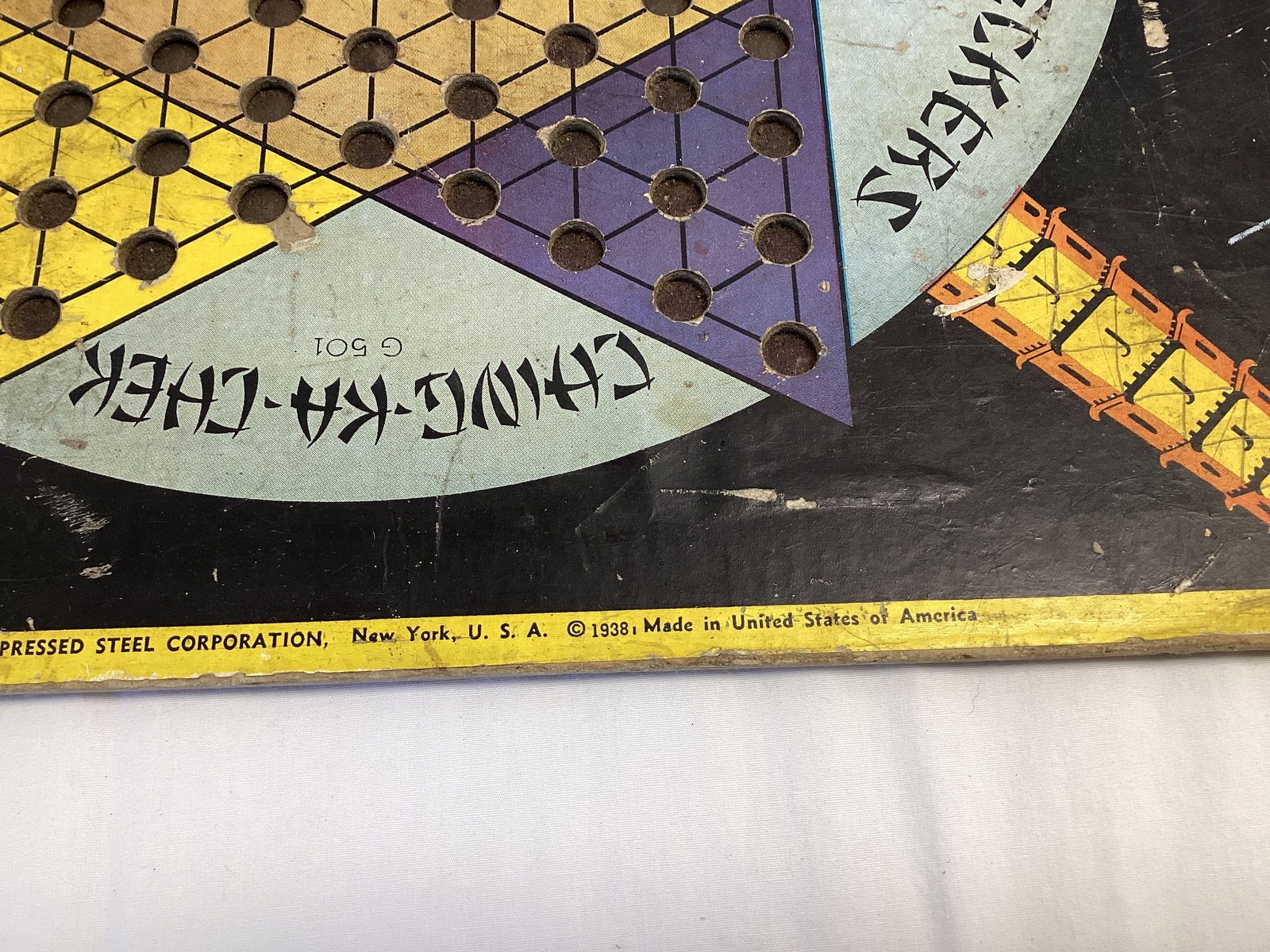 1938 Gotham Pressed Steel Corporation Cardboard Chinese Checkers Game Board - 5