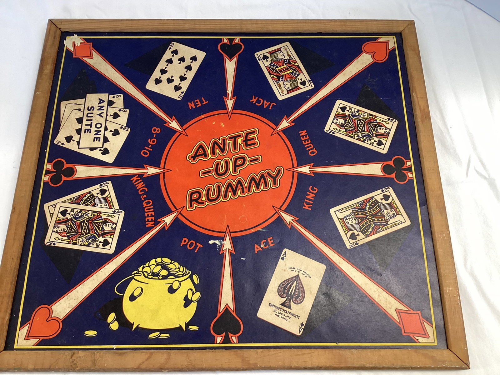 Northwestern Products San Loo Chinese Checkers Ante-Up-Rummy Double Sided Game Board - 5