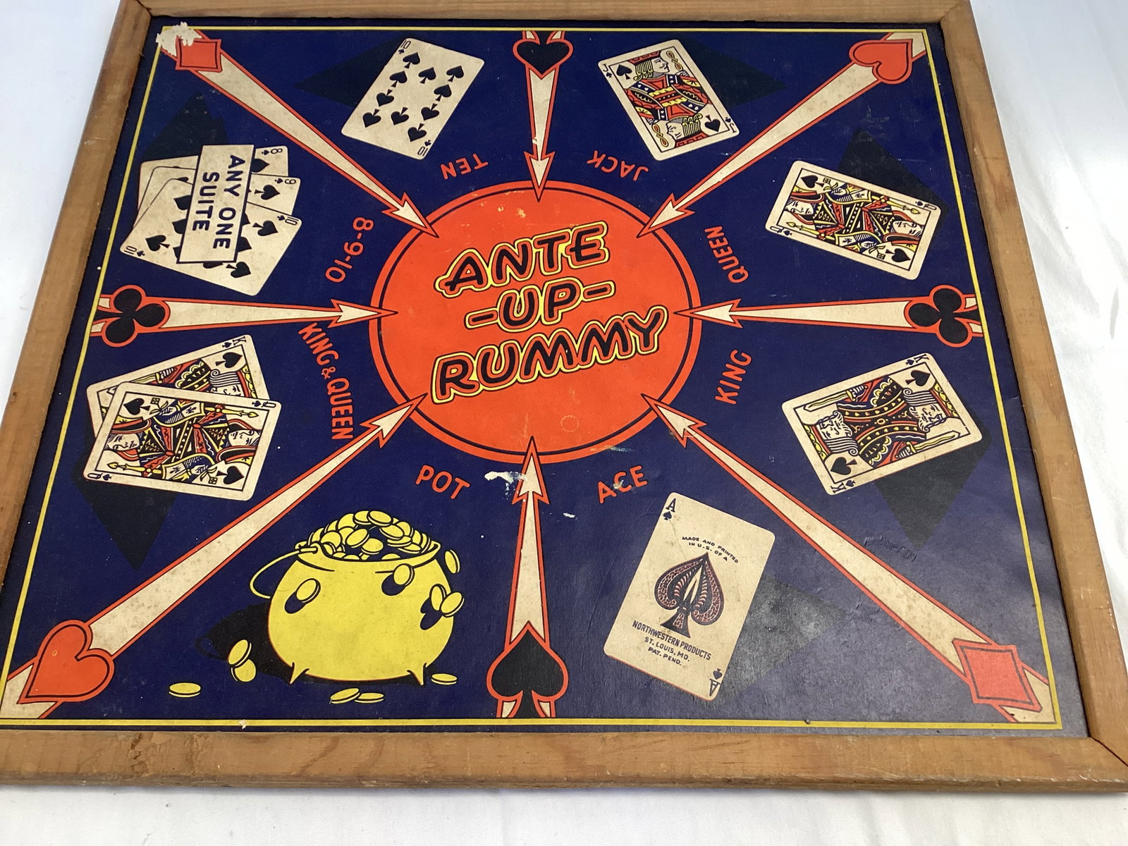 Northwestern Products San Loo Chinese Checkers Ante-Up-Rummy Double Sided Game Board - 8