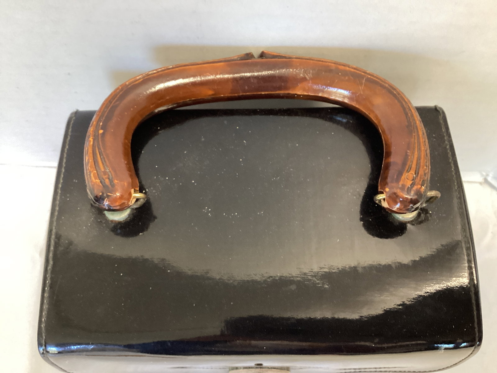 Vintage Wicker Look and Black Patent Leather Ladies' Purses - 7