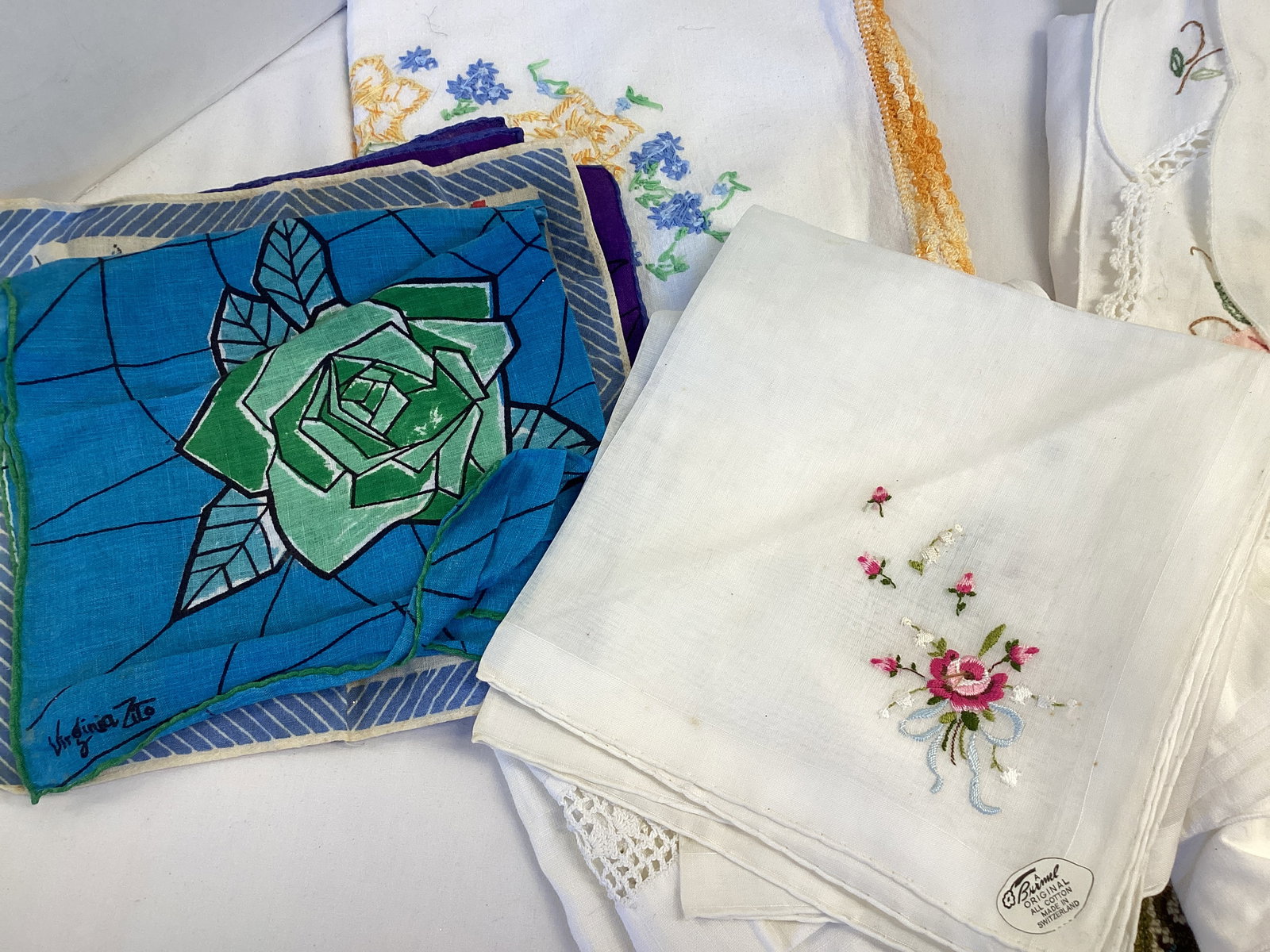Vintage Linens, Apron, and Handkerchiefs - 4