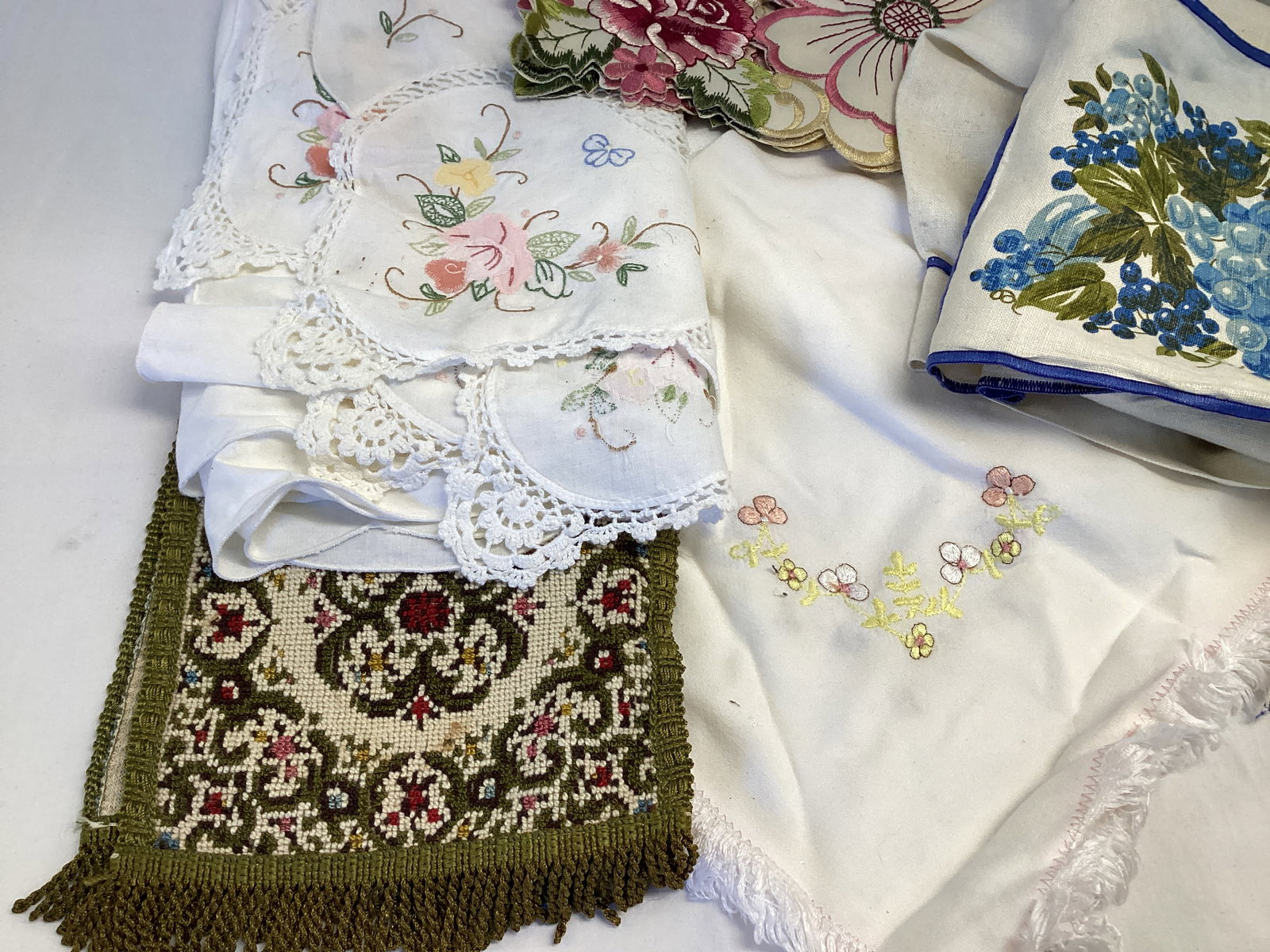 Vintage Linens, Apron, and Handkerchiefs - 7