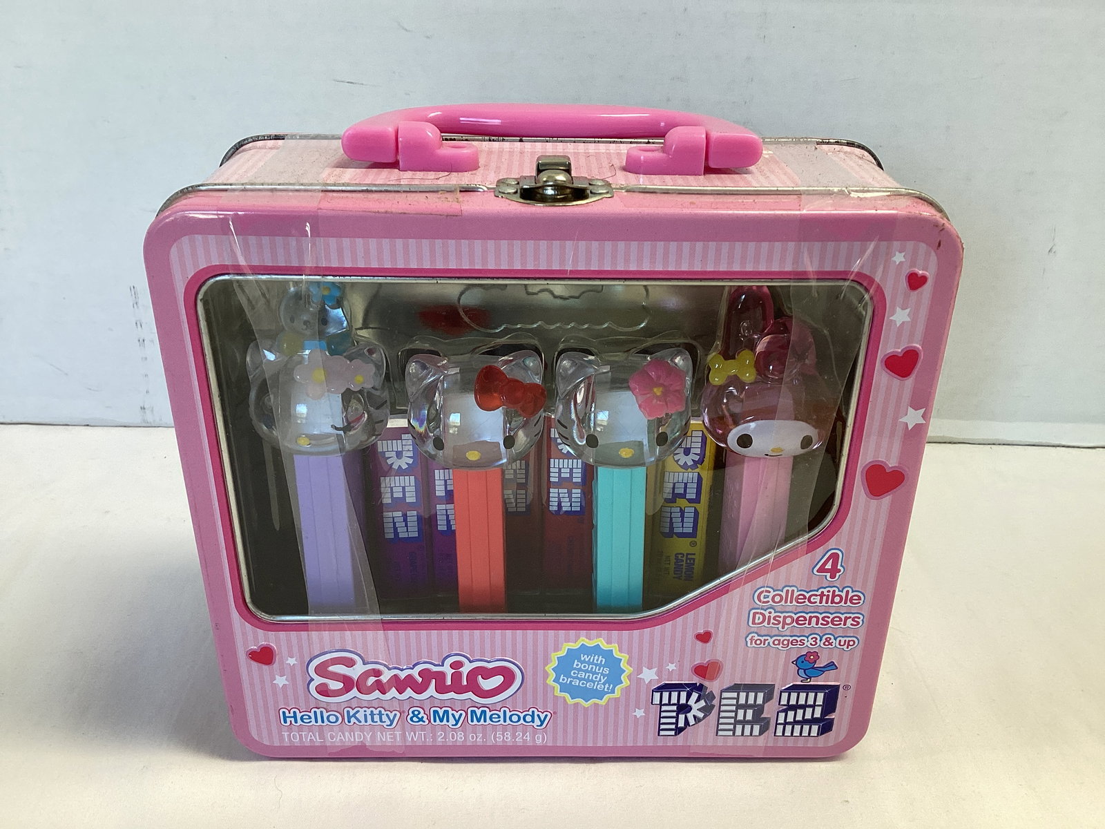 Sanrio Hello Kitty & My Melody PEZ Dispensers in Metal Lunchbox (1 of 6)