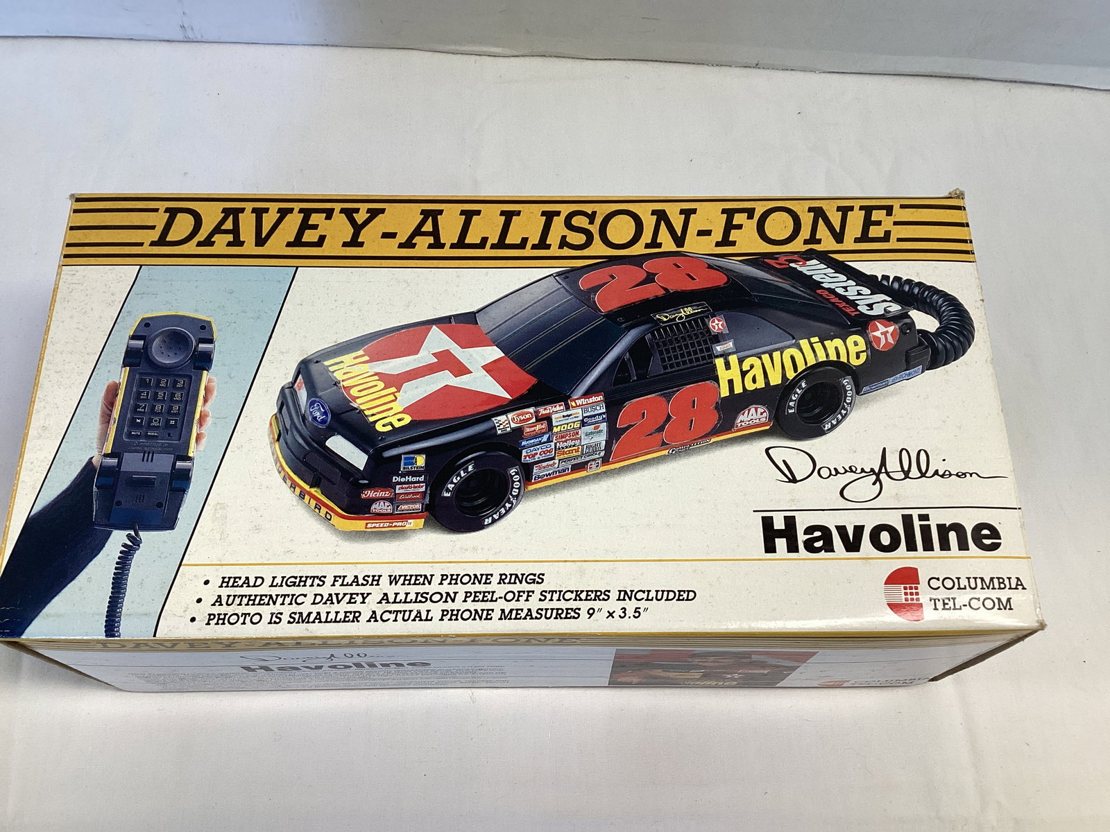 Vintage Davey Allison Fone Texaco Racecar Telephone: new in box 