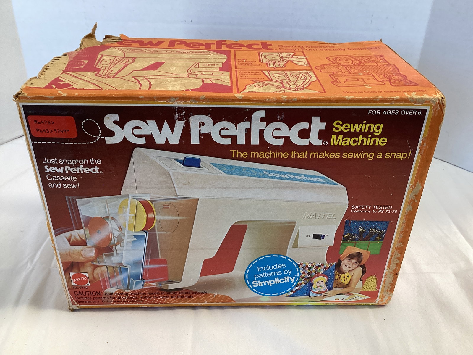 Vintage Mattel Sew Perfect Sewing Machine: box damaged