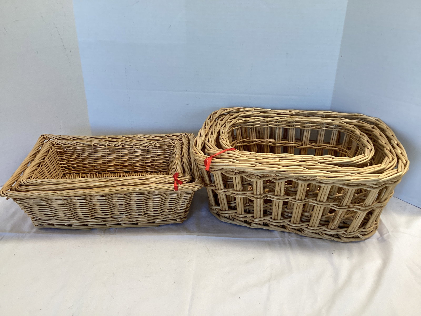 Two Sets of Nesting Wicker Baskets (1 of 6)