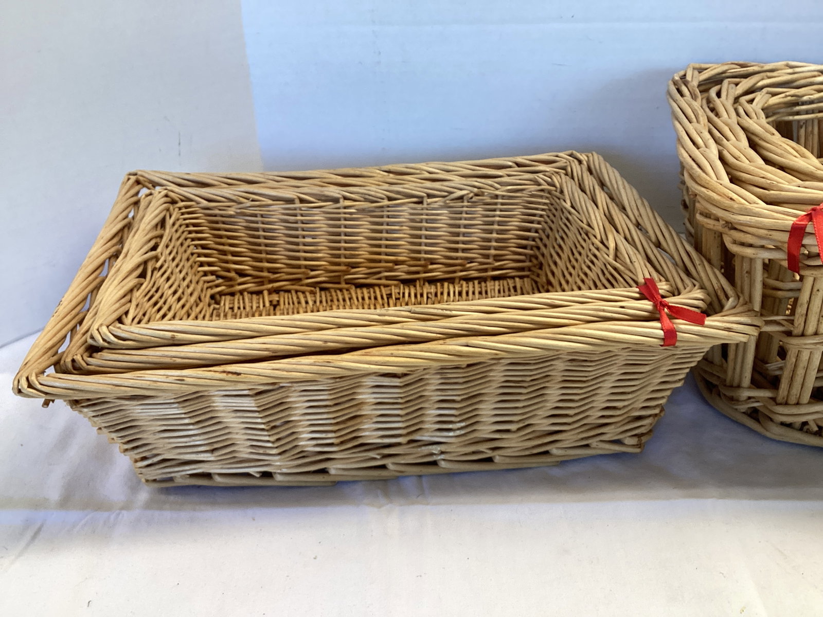 Two Sets of Nesting Wicker Baskets - 2