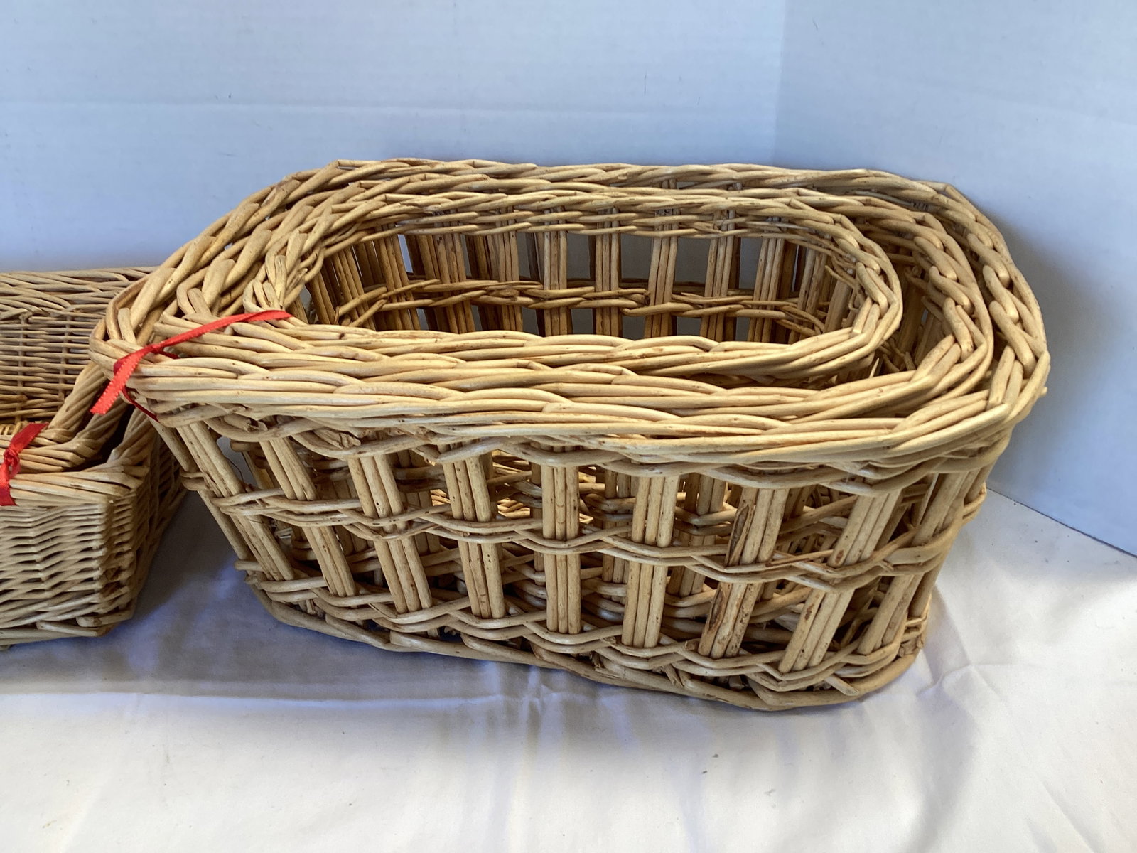 Two Sets of Nesting Wicker Baskets - 4