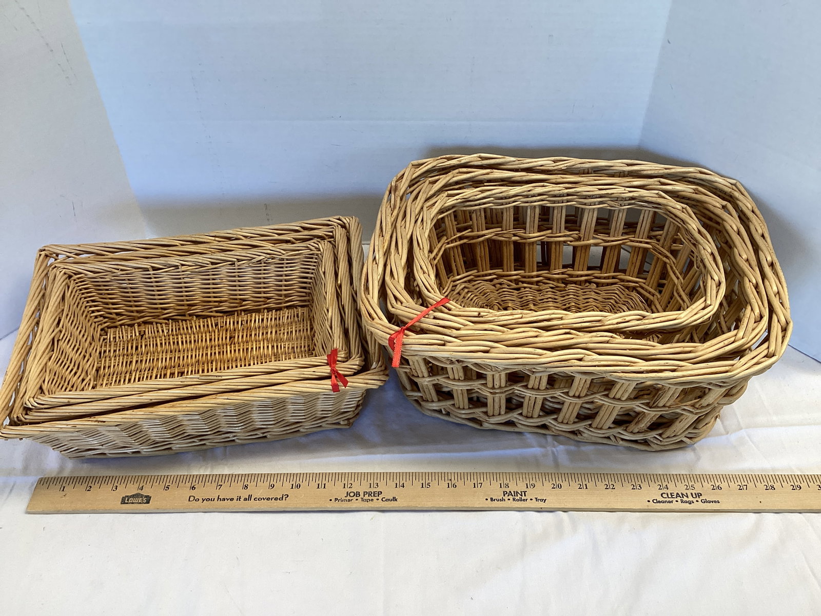 Two Sets of Nesting Wicker Baskets - 6