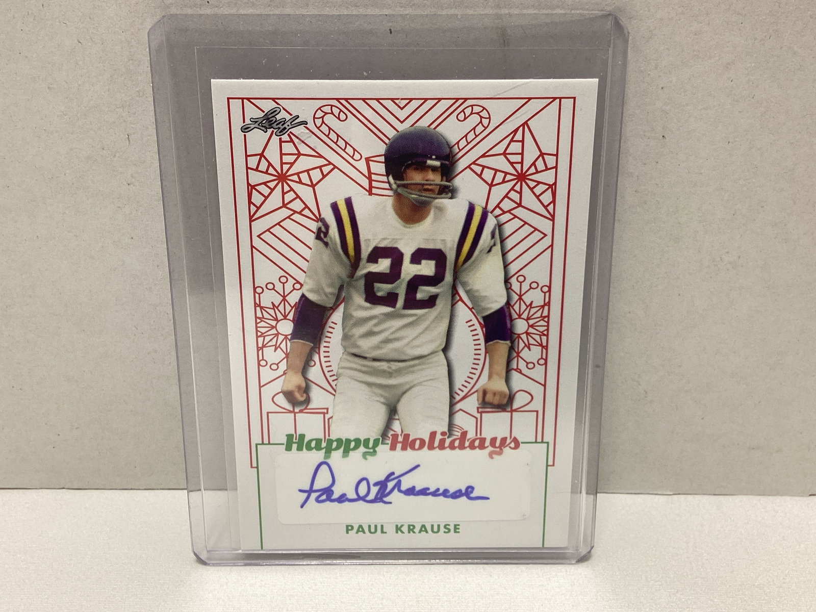 2023 Leaf Happy Holidays Paul Krause Autograph Football Card: . 