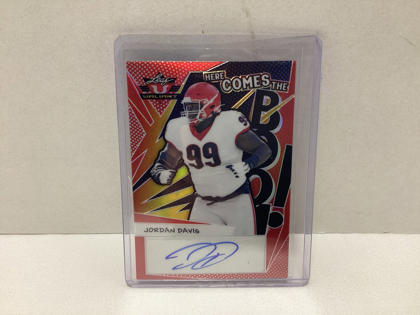 2022 Leaf Valiant Here Comes the Boom Jordan Davis Autograph 3/6 Football Card: . 