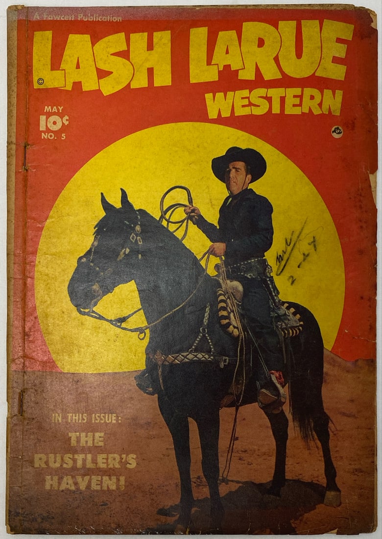 Lash Larue Western 5 Fawcett Comic Book: 1950, please preview and see all photos for condition
